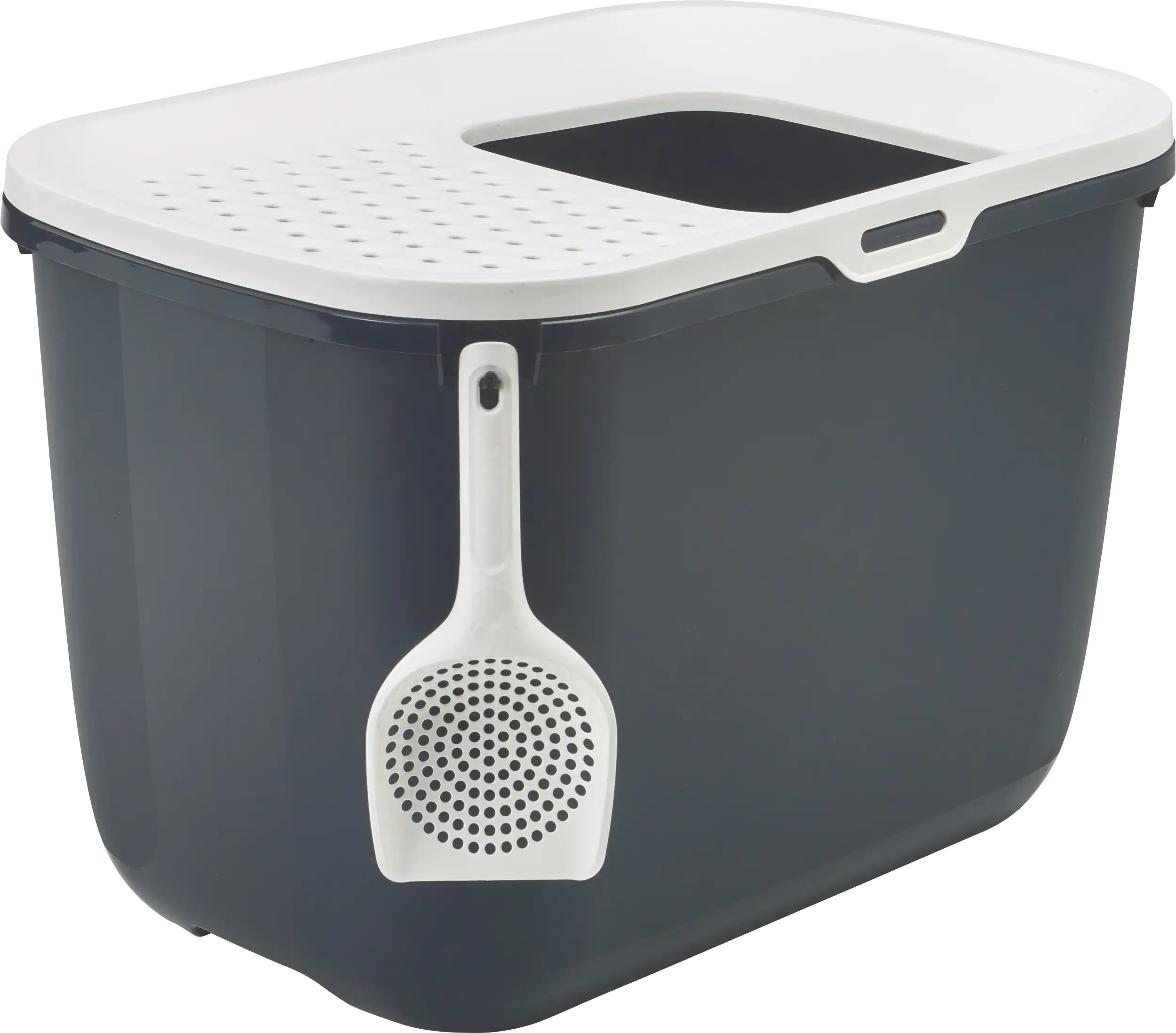 Nobby Katzentoilette Hop In anthrazit weiß 58,5 x 39 x 39,5 cm