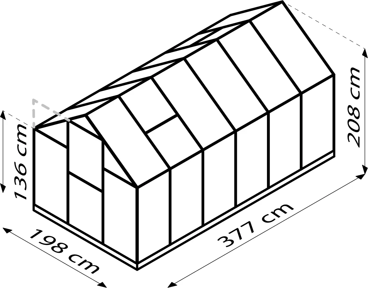 Vitavia Gewächshaus Eos 7500 HKP 4 mm schwarz 377 x 197 cm