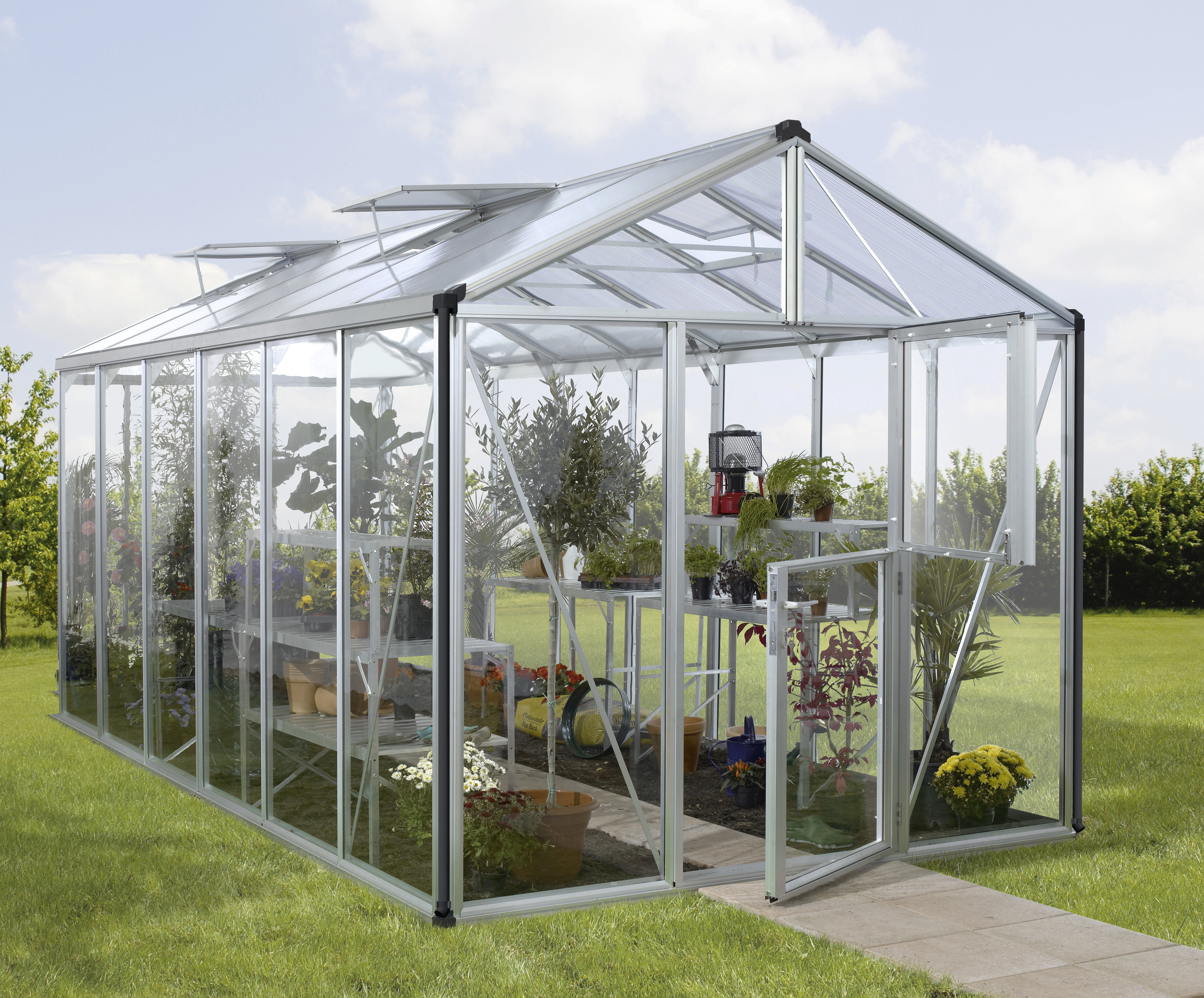 Vitavia Gewächshaus-Set Zeus 11900 ESG/HPK alu 266 x 398 cm 