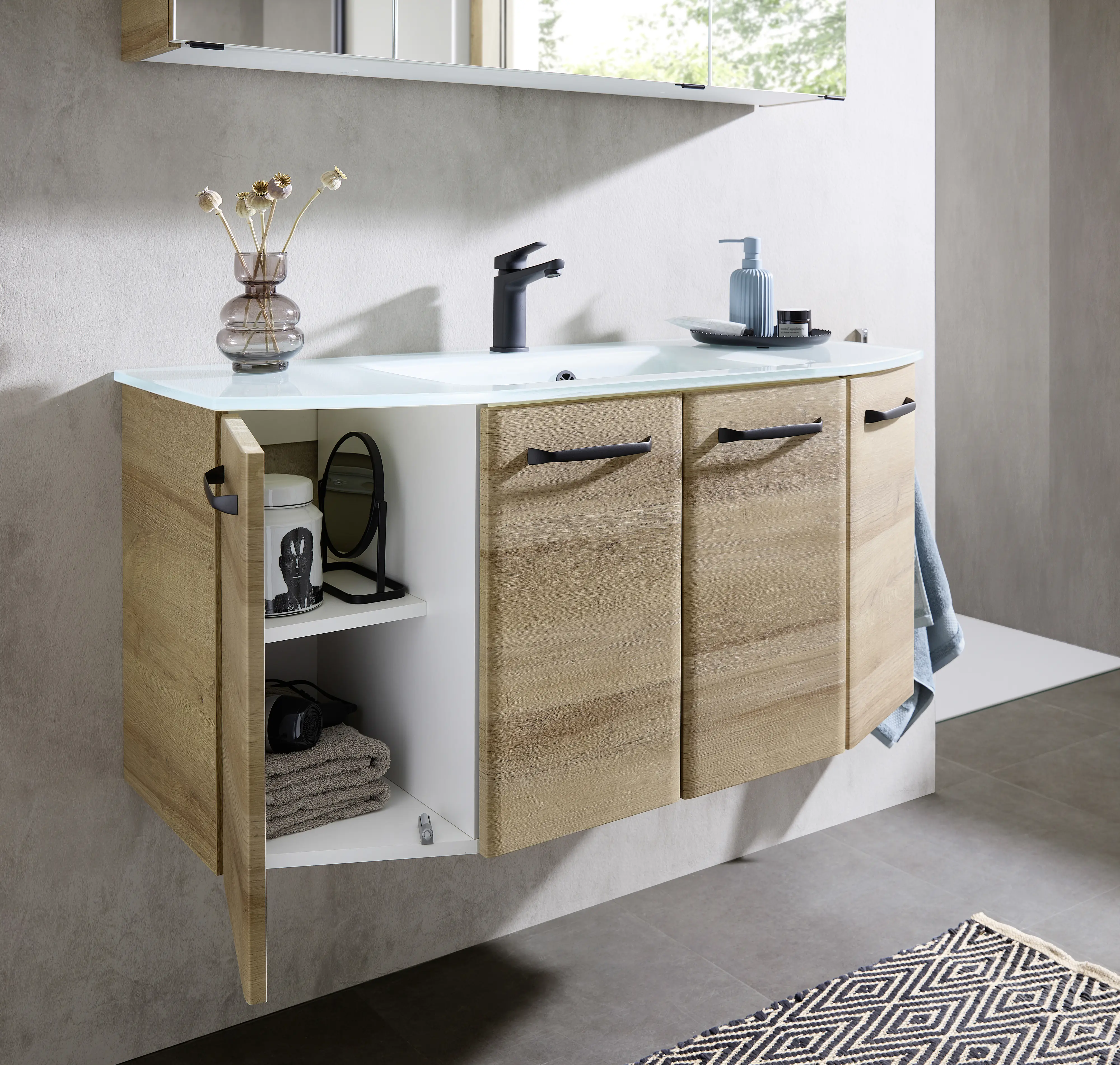 Pelipal Badmöbel-Set Aachen Riviera Eiche 112 cm