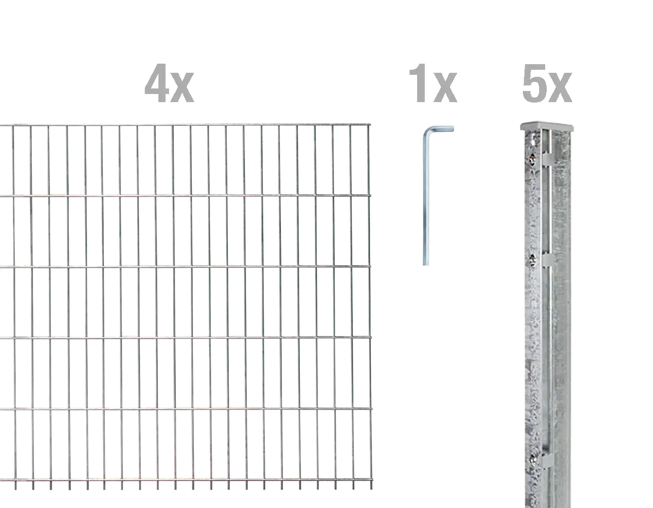 Alberts Doppelstabmatten-Grundset 10 m 250 x 163 cm 6/5/6 feuerverzinkt