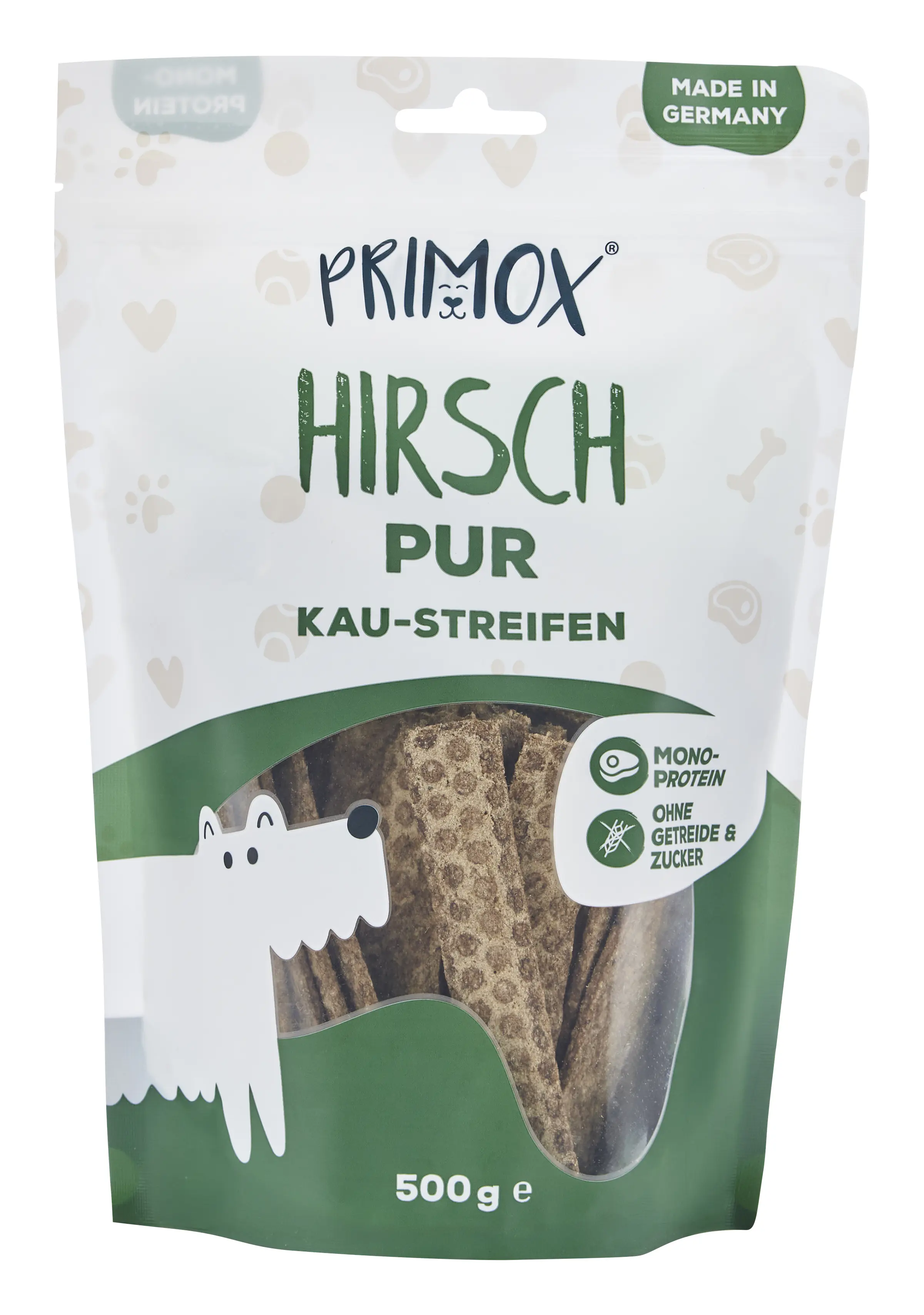 Primox Hundeleckerli Snack-Streifen getreidefrei 500 g Hirsch