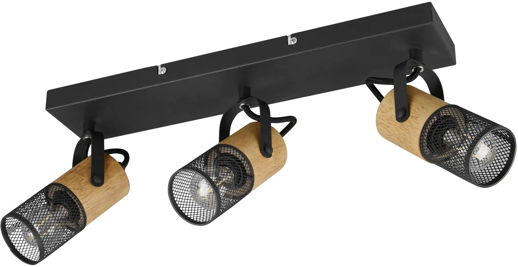 Trio Leuchten 3er Spot Tosh schwarz matt, Holz kaufen Globus Baumarkt