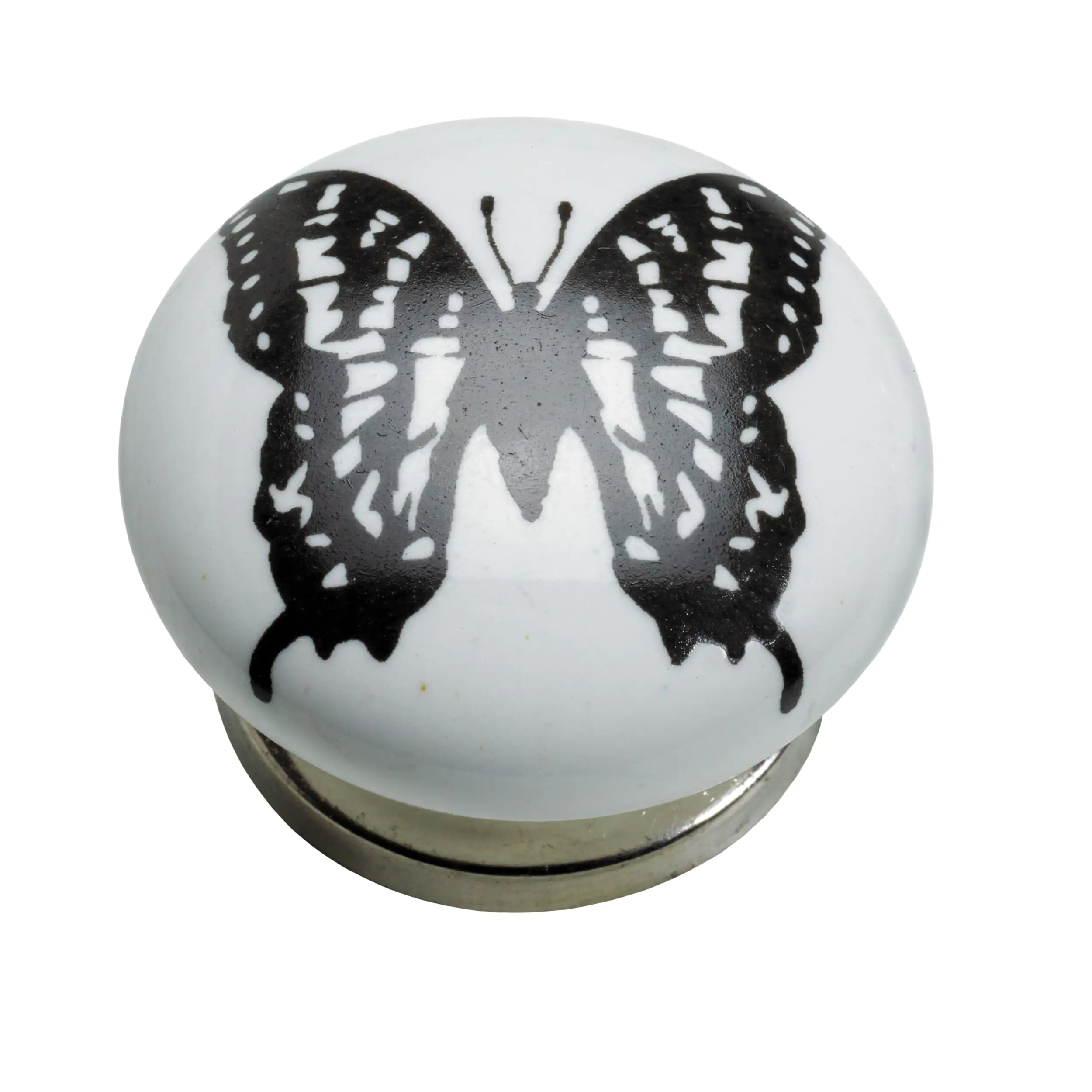 Hettich Möbelknopf Keramik weiß mit Schmetterling I Ø 40,0 mm - 1 Stück