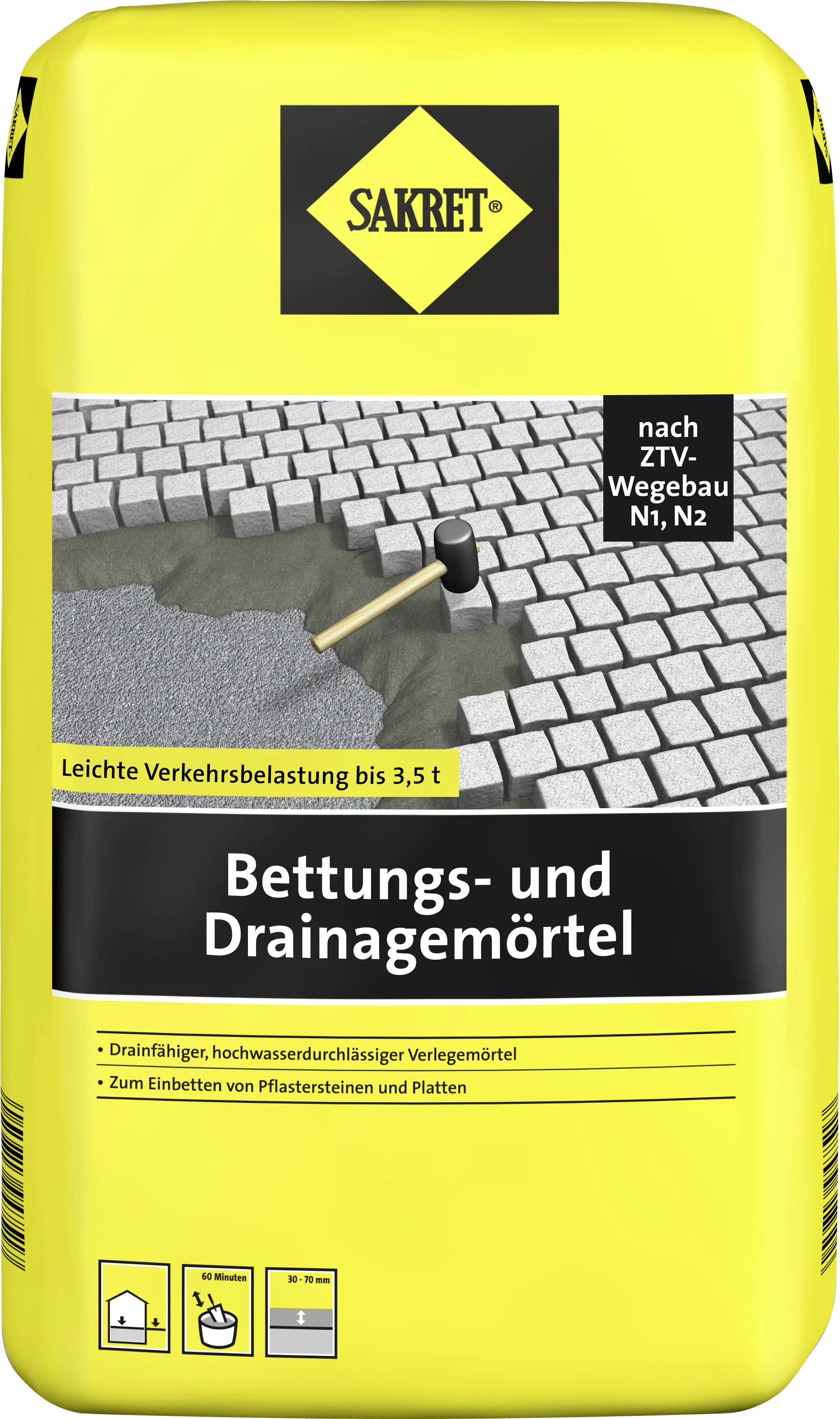 Sakret Bettungs- und Drainagemörtel 25 kg Sack Sakret Bettungs- und Drainagemörtel 25 kg Sack
