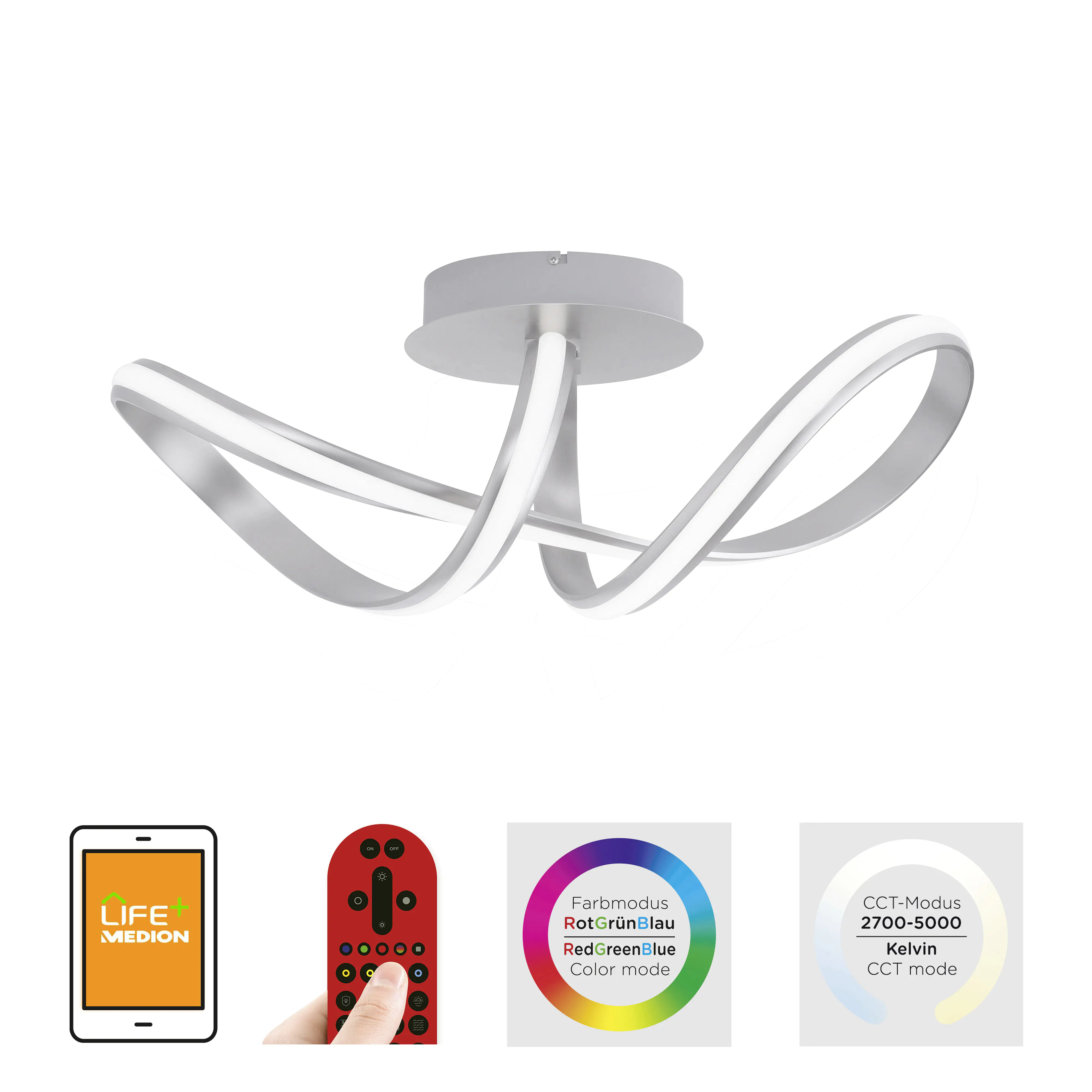 JustLight Lola Smart LED Deckenleuchte Melinda 64 x 25 cm RGBW Smart JustLight Lola Smart LED Deckenleuchte Melinda 64 x 25 cm RGBW Smart