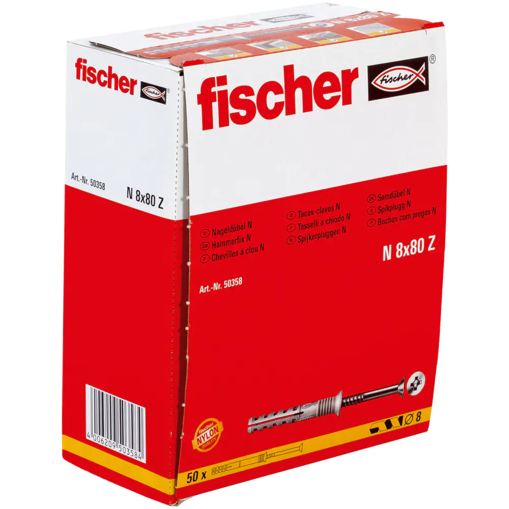 Fischer Nageldübel N 8.0 x 80 mm - 50 Stück