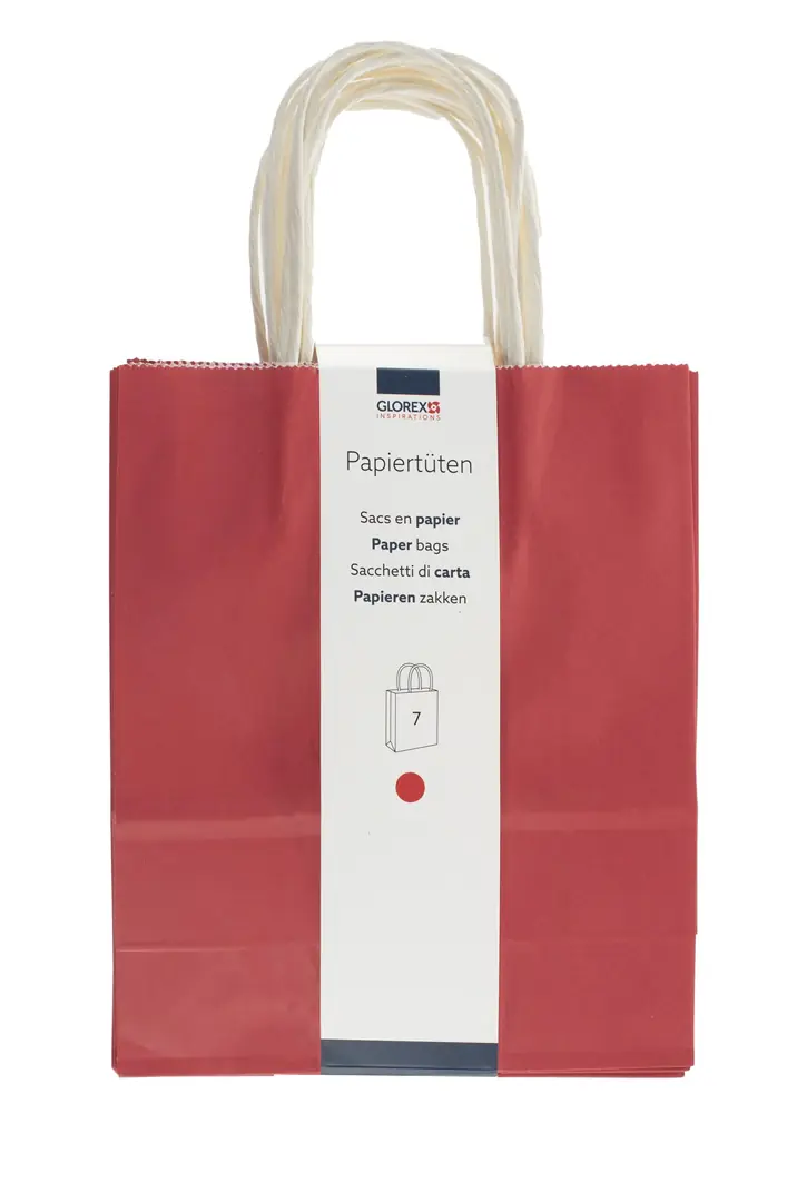 Glorex Papiertragetasche mit Kordelgriff rot 7 Stk. 18 x 21 cm