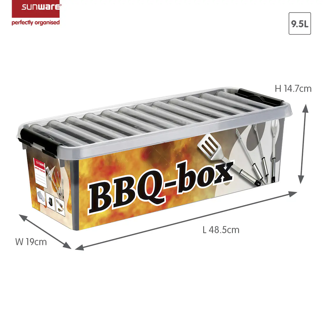 Sunware Aufbewahrungsbox Q-line BBQ mit Einsatz 9,5L metallfarbig schwarz Sunware Aufbewahrungsbox Q-line BBQ mit Einsatz 9,5L metallfarbig schwarz