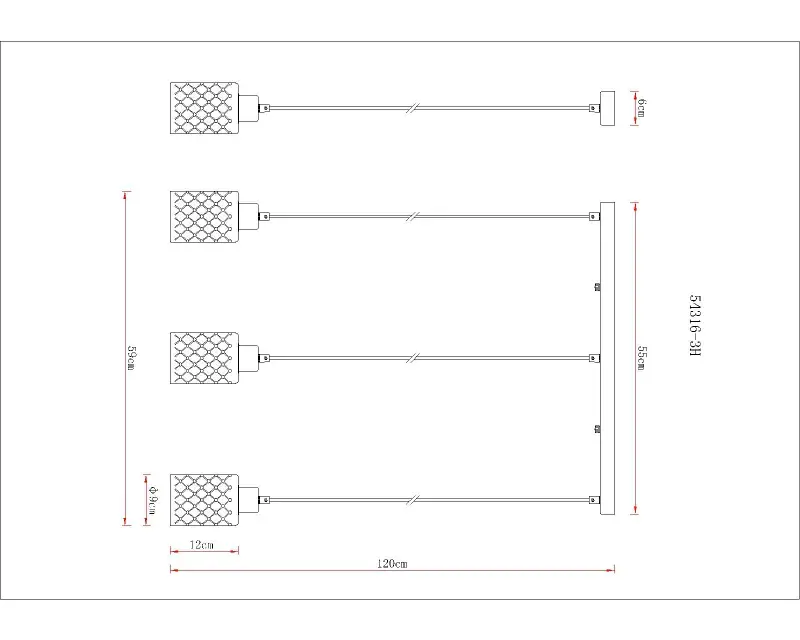 Globo Hängeleuchte Alonso 59 x 120 cm L x B schwarz