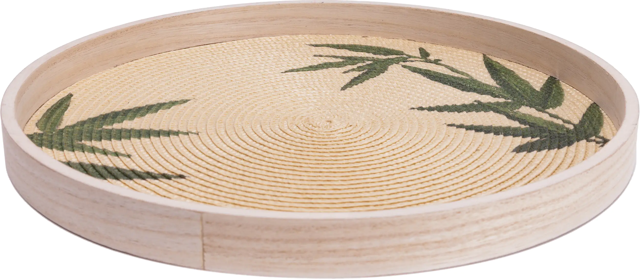 TrendLine Deko Tablett Holz Ø 35 cm natur grün