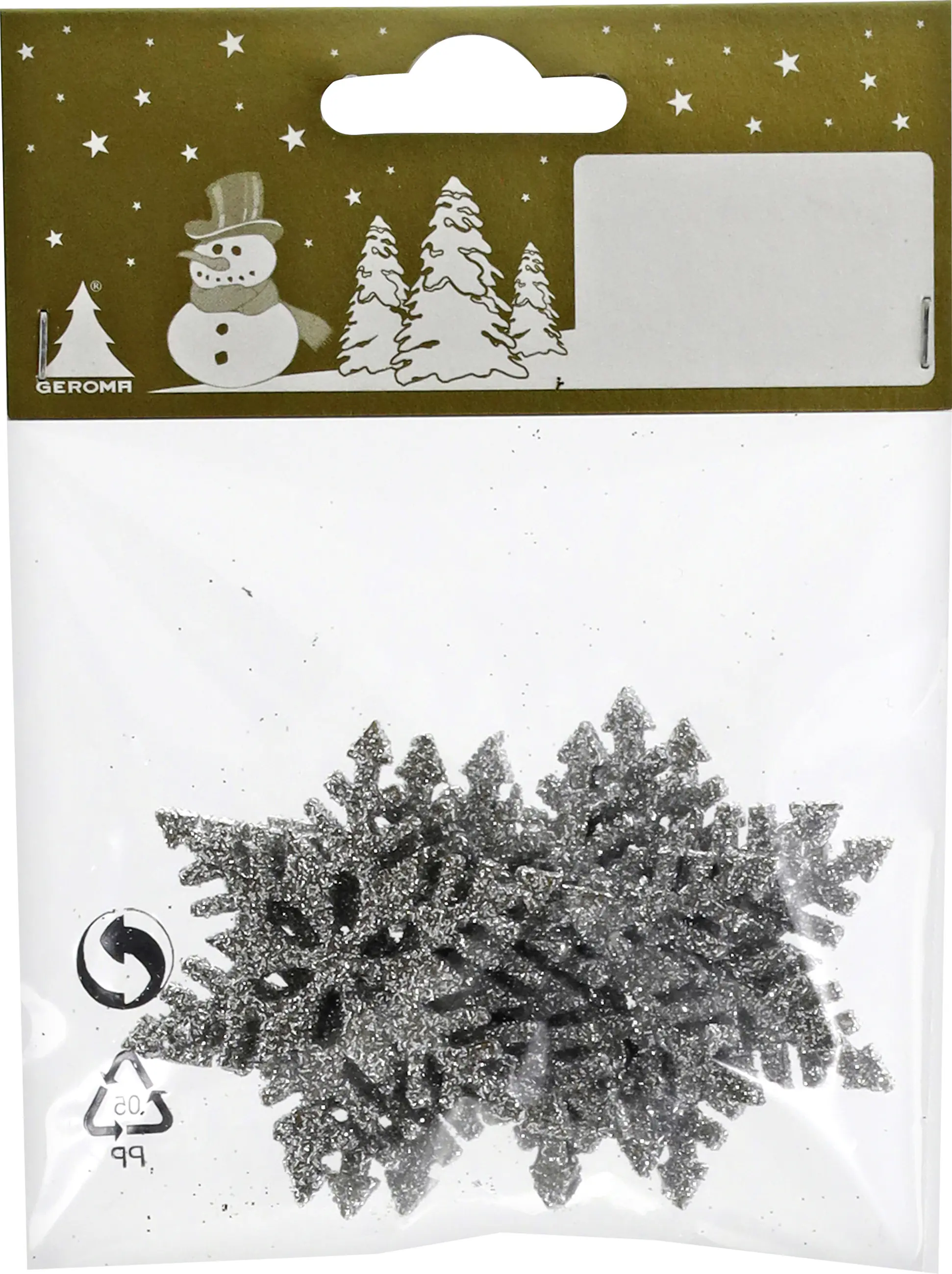 Deko-Schneeflocken mit Glitzer Holz 5 cm silber 6 Stück