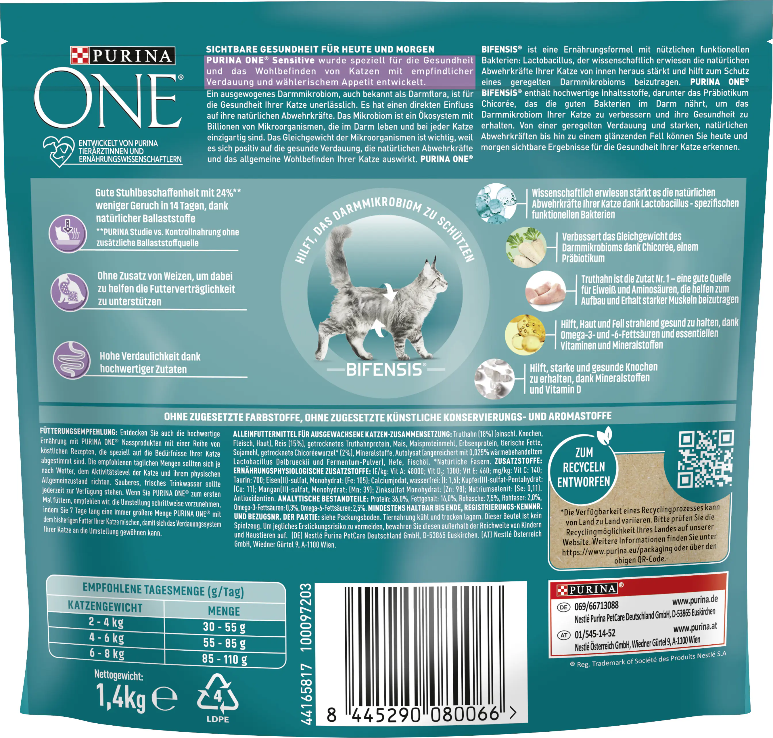 Purina One Katzenfutter Sensitive reich an Truthahn 1,4 kg