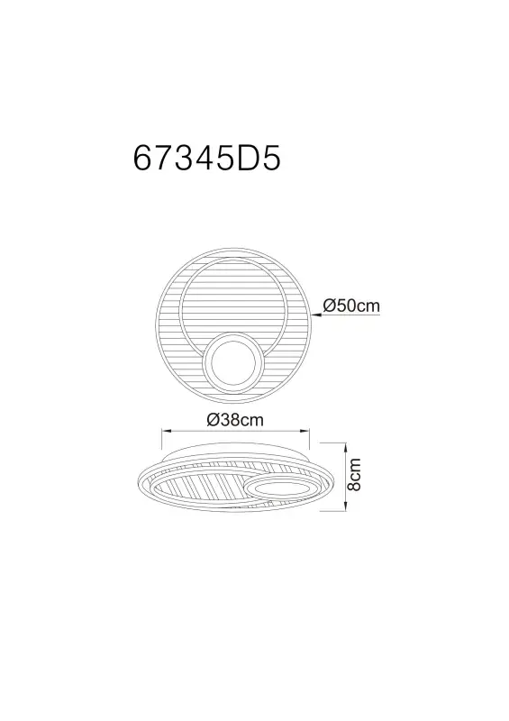 Globo Deckenleuchte Woody 50 x 8 cm Ø x H schwarz warmweiß
