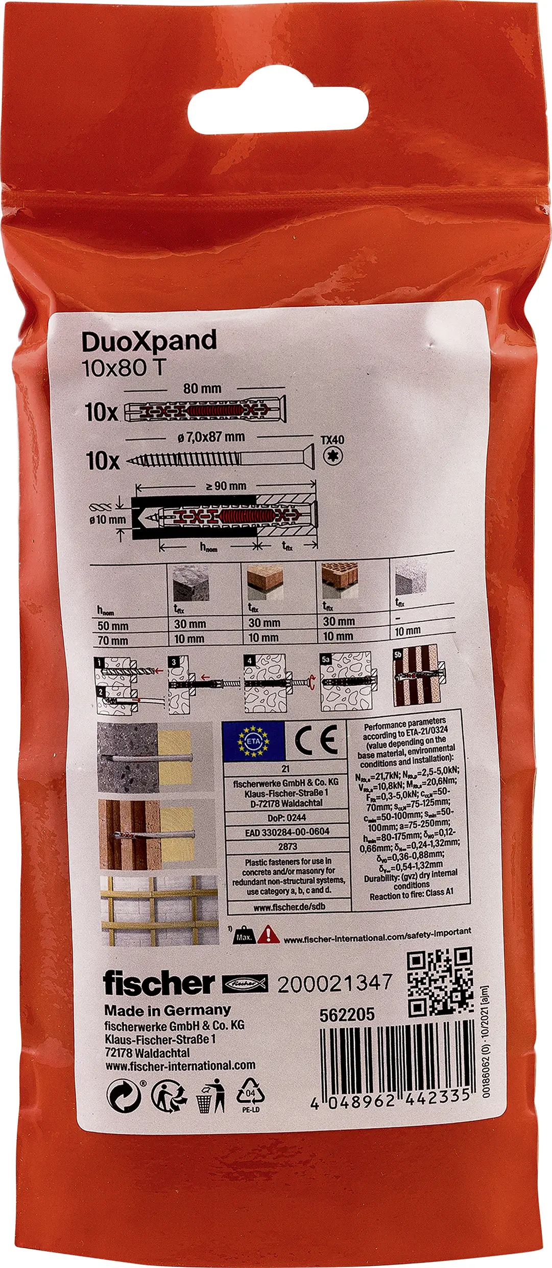 Fischer Langschaftdübel DuoXpand 10 x 80 mm - 10 Stück