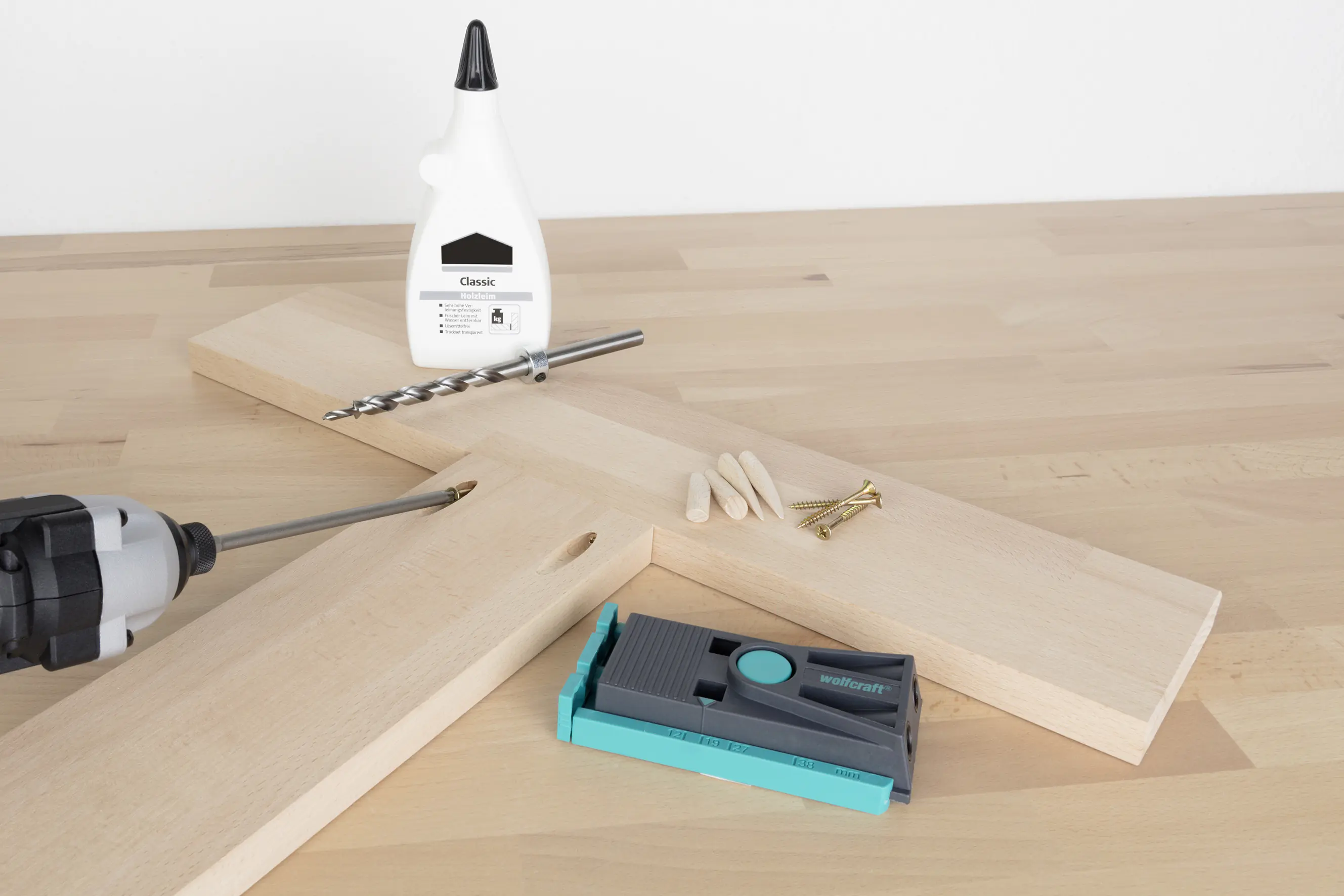 Wolfcraft Undercover Jig Bohrlehre Komplettset 54-teilig