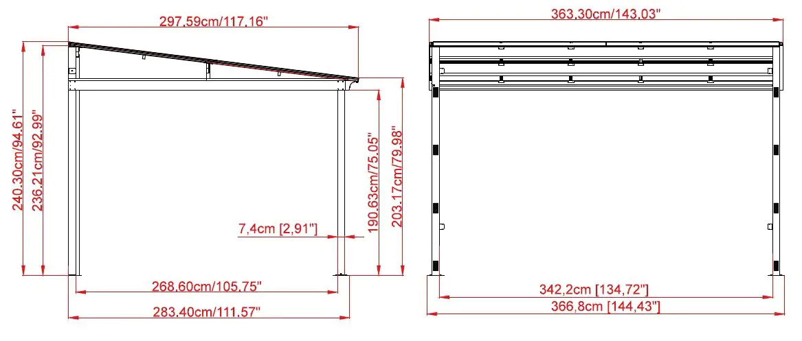 0772830165432_2533748 Sojag Terrassenüberdachung St. Barth 10x12 Anthrazit 296x364 cm anthrazit