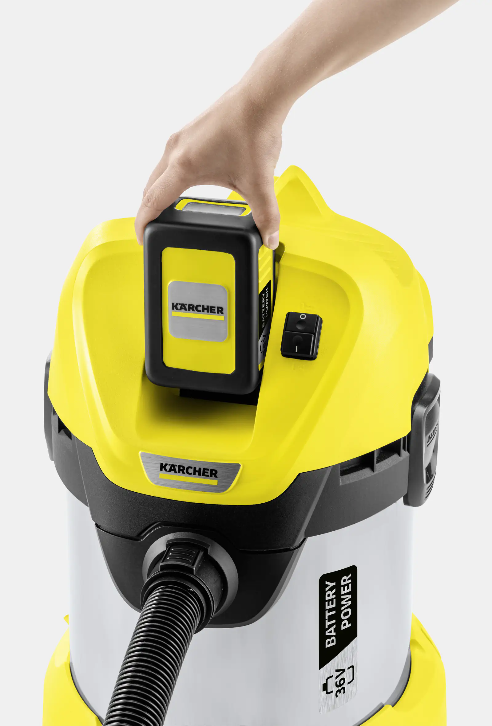 Kärcher Akku-Nass-Trockensauger WD 3 36 V 2,5 Ah 17 l, Edelstahl Kärcher Akku-Nass-Trockensauger WD 3 36 V 2,5 Ah 17 l, Edelstahl