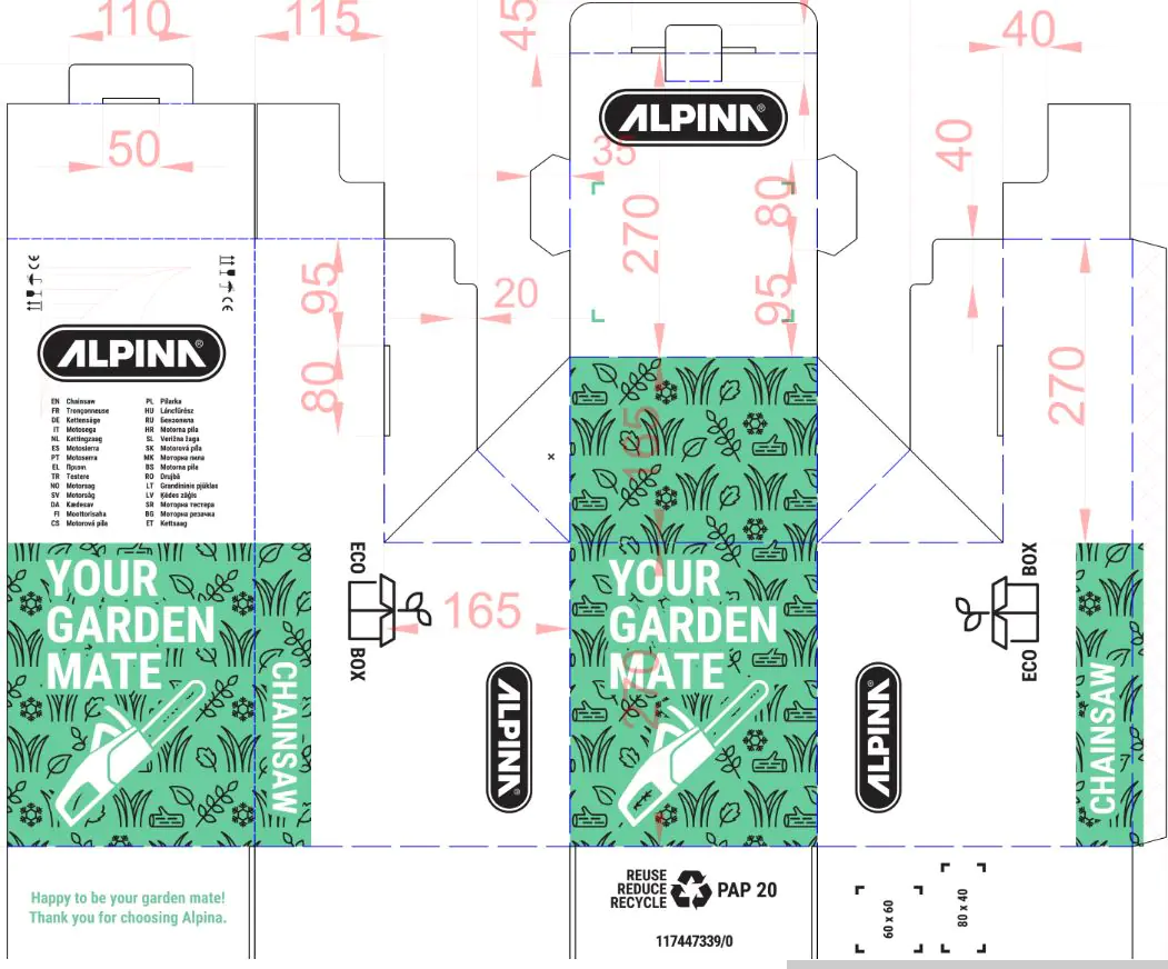Alpina Elektro-Kettensäge ACS 181 E 35 cm Schwertlänge 1800 W