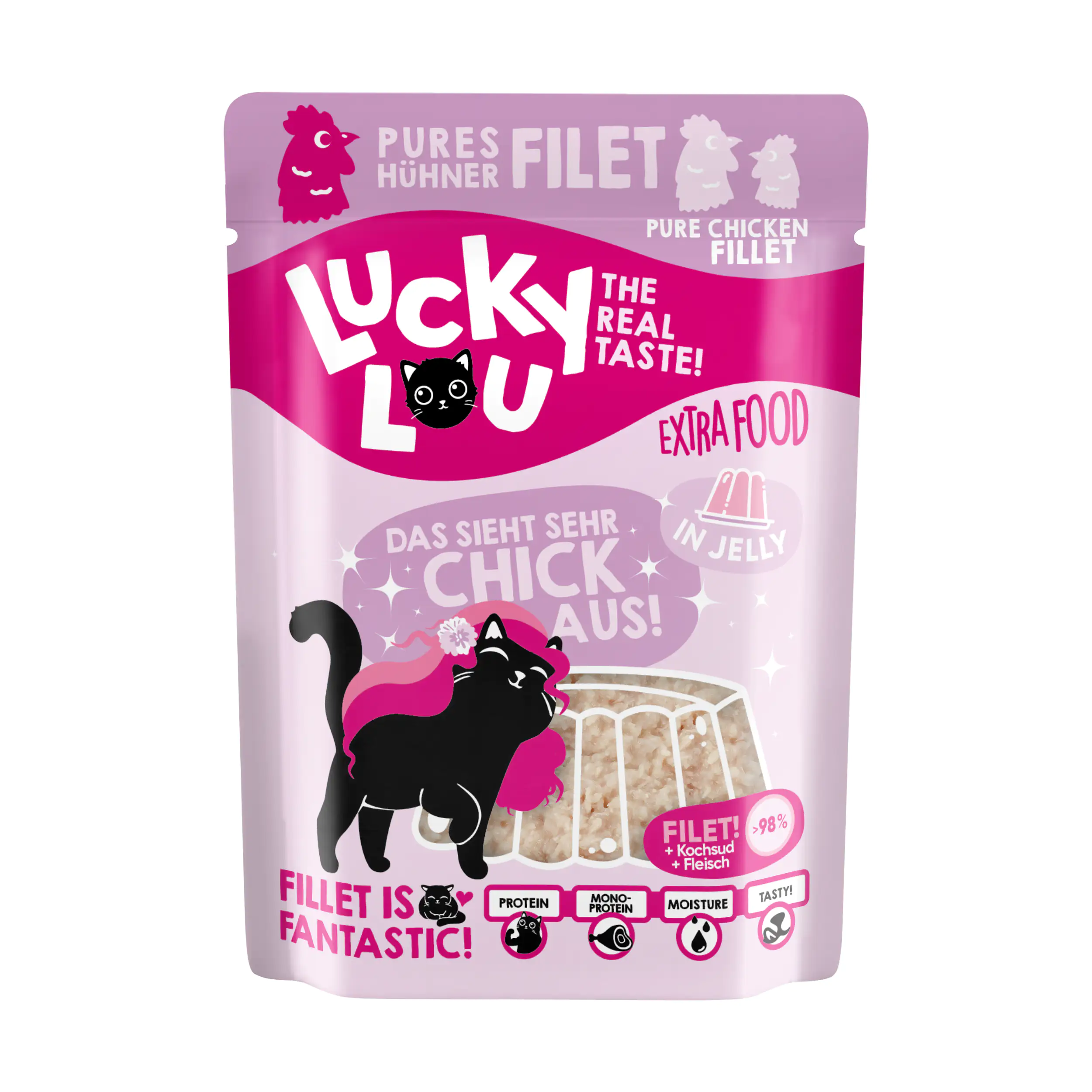 Lucky Lou Extrafood Thunfischfilet mit Lachs in Gelee 70 g Lucky Lou Extrafood Thunfischfilet mit Lachs in Gelee 70 g