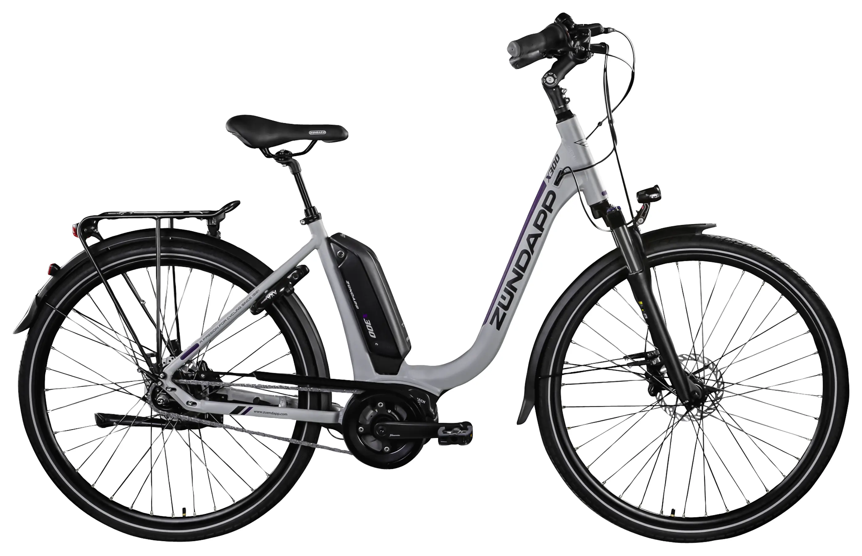 Zündapp E-Bike X300 City 28 Zoll 7-Gang 400 Wh silber lila