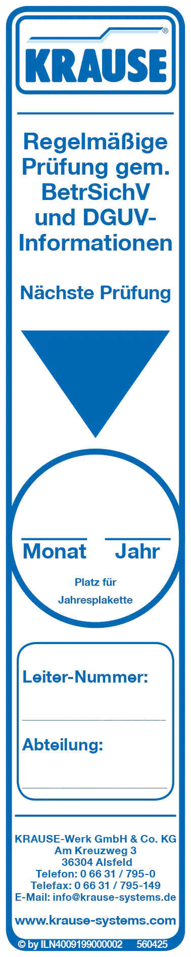 Prüfaufkleber für Leitern und Tritte 23 x 5,6 cm