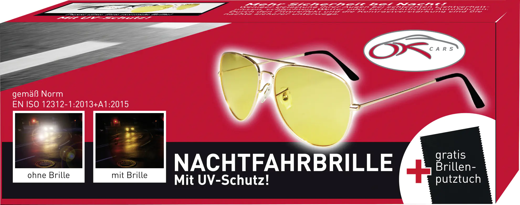 OKCars Night Vision Nachtfahrbrille silber/gelb