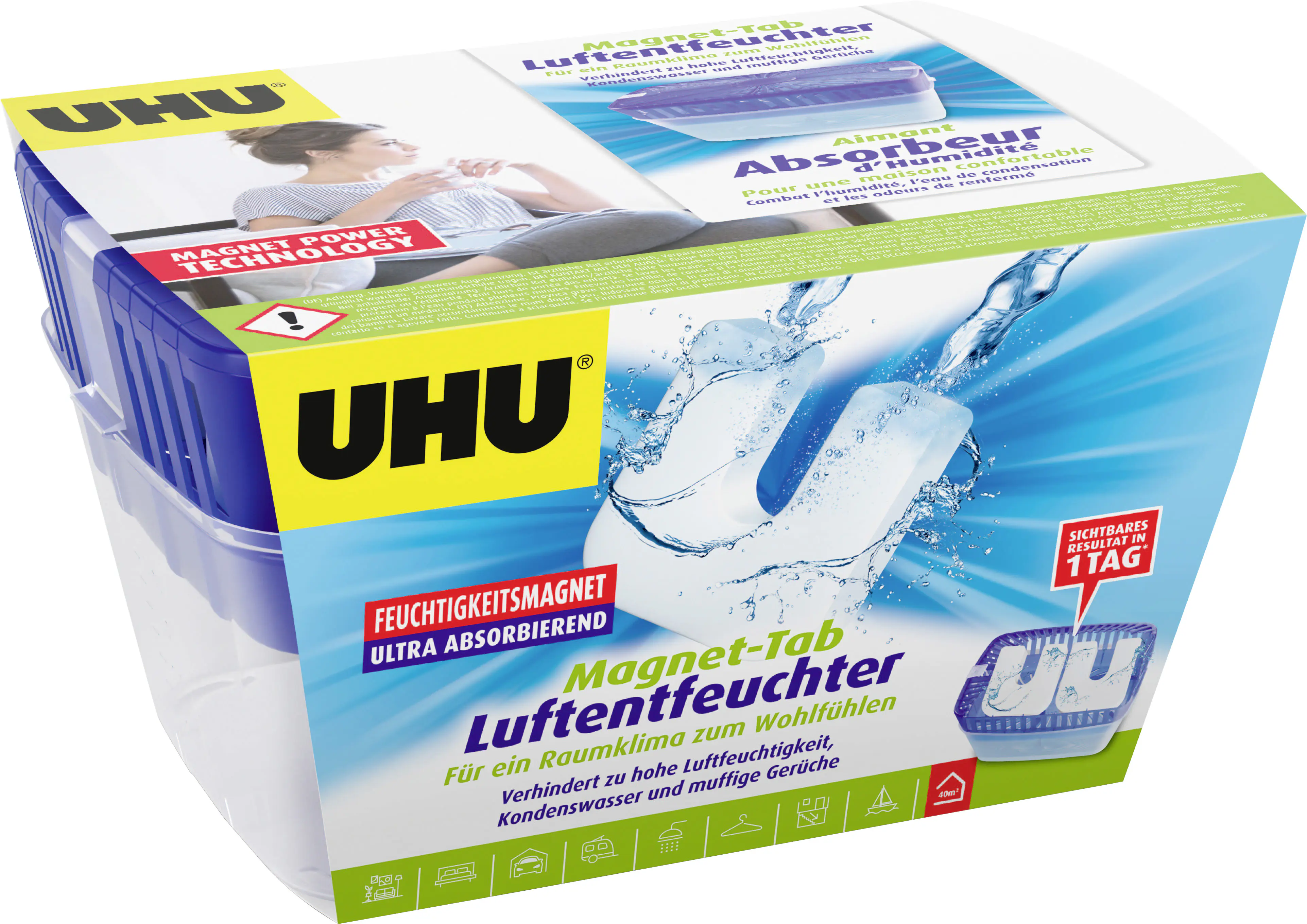 UHU Luftentfeuchter Feuchtigkeitsmagnet Original, 2 x 450 g