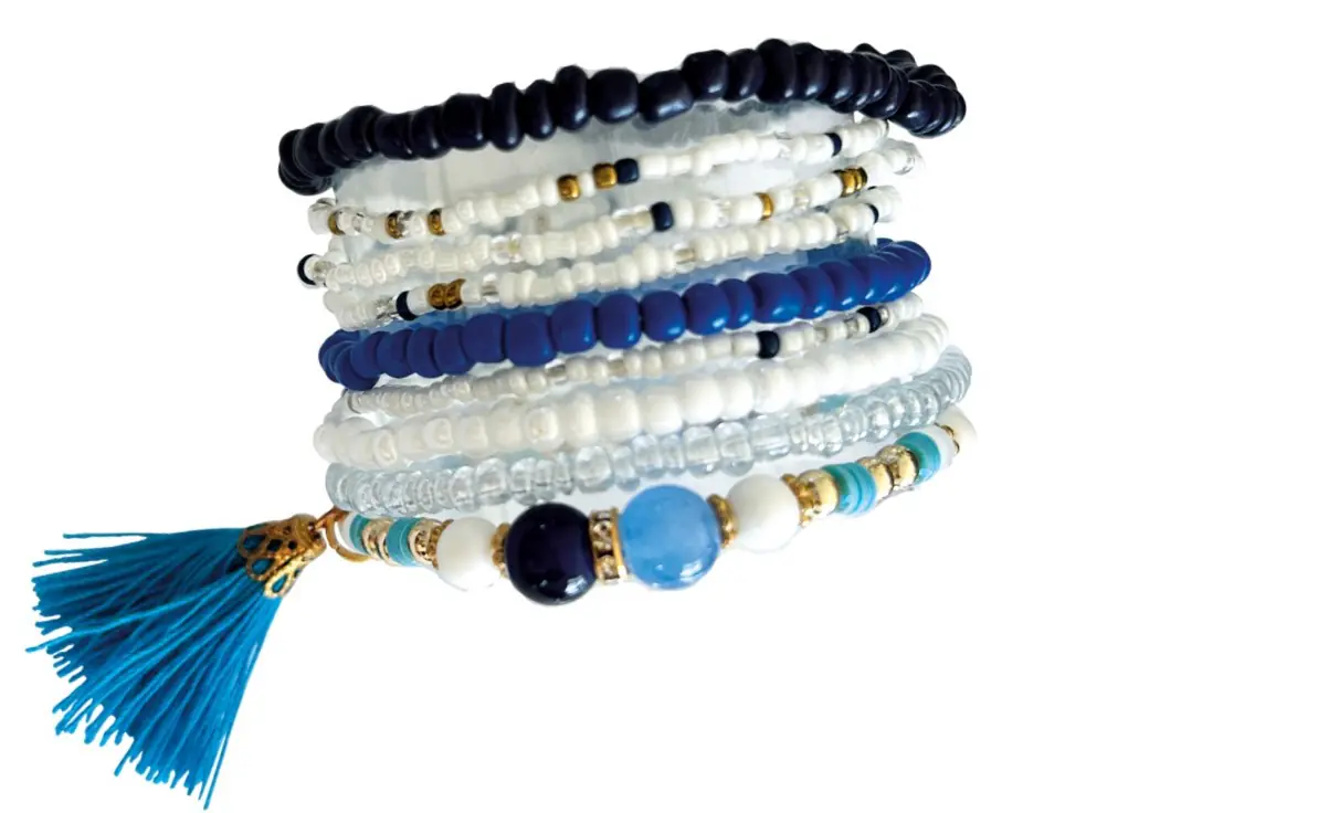 Glorex Armband-Set für 6-9 Armbänder DIY weiß-blau