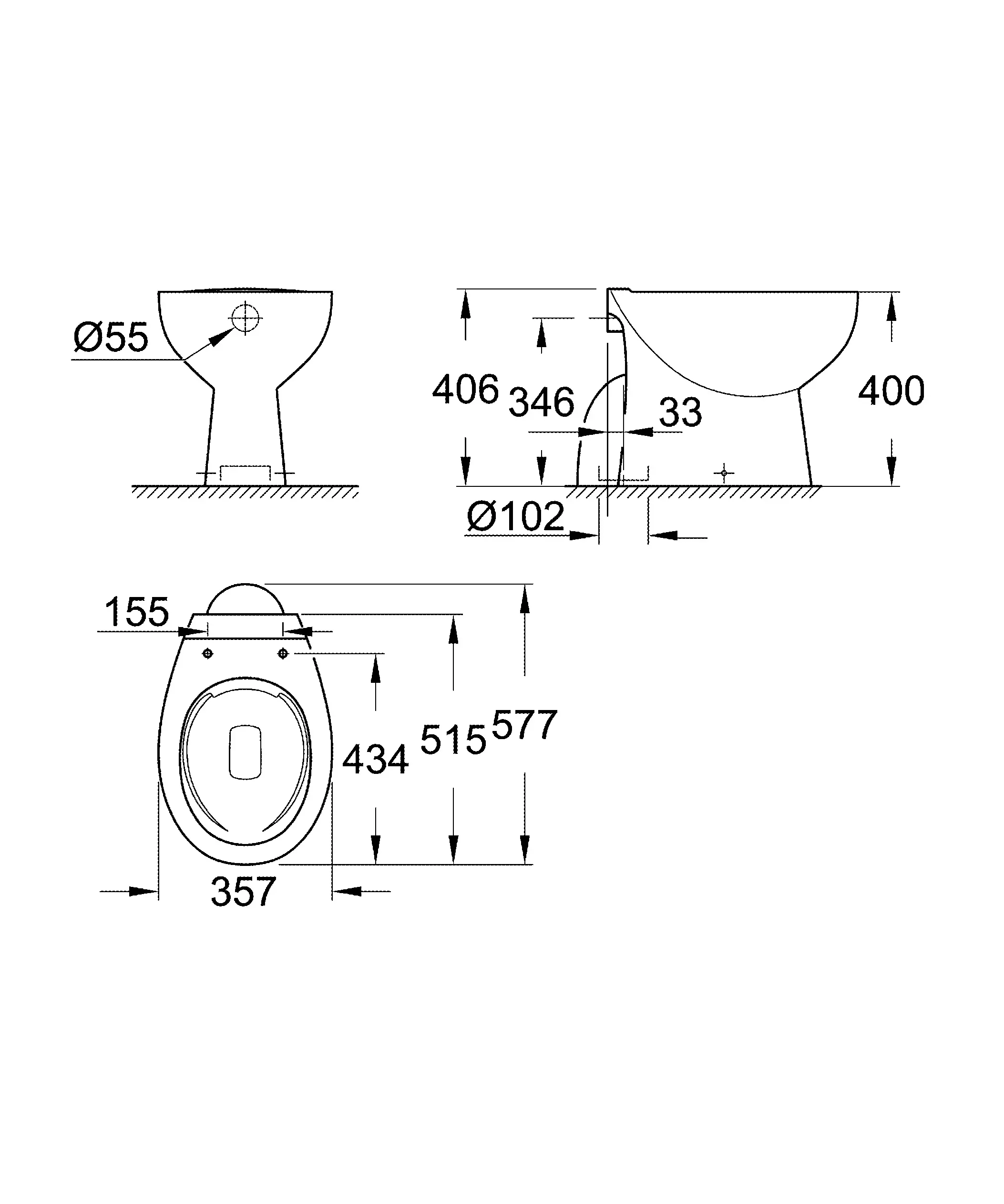 Grohe Bau Keramik Stand-Tiefspül-WC