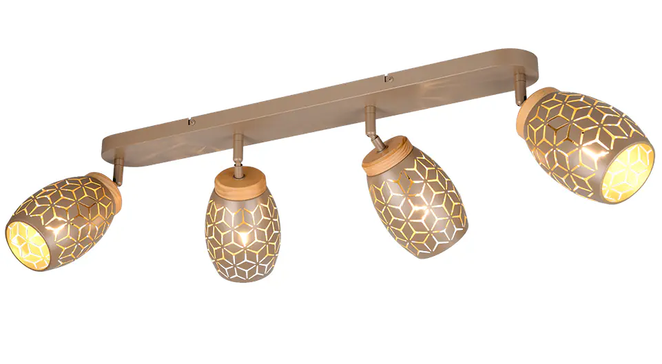 Trio LED-Deckenlampe 4er Spot Bidar 27 x 74 cm coffee/natur