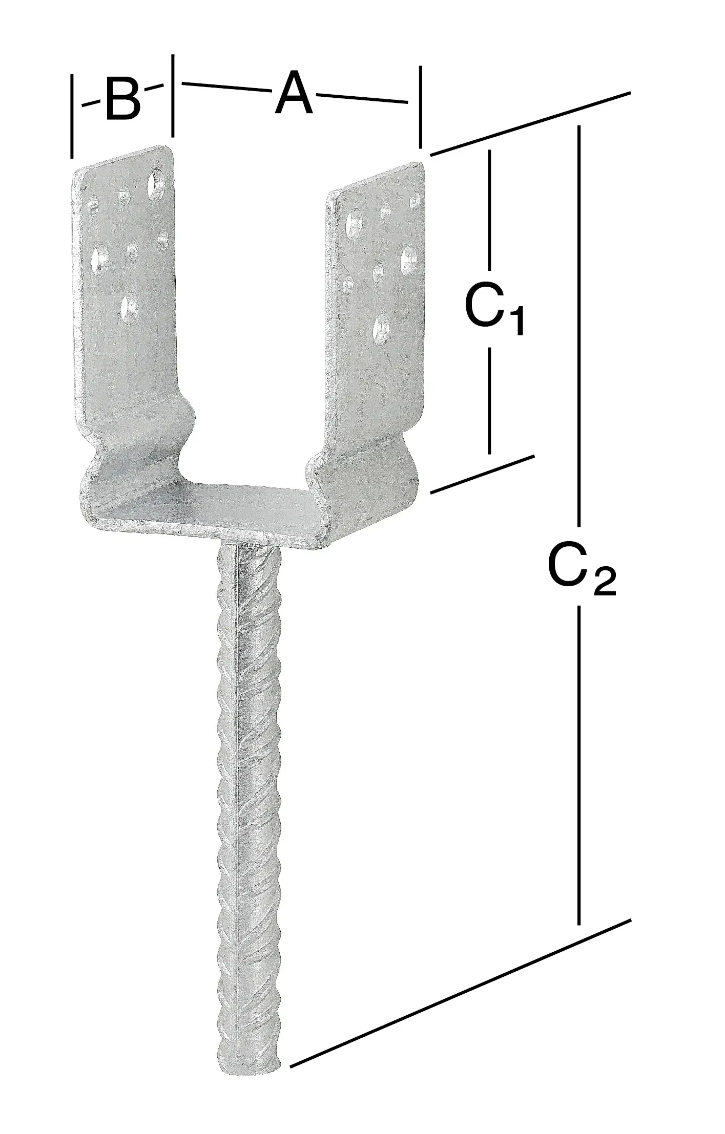 Vormann Schwere Stützenschuhe feuerverzinkt 121 x 60 x 125/325 mm