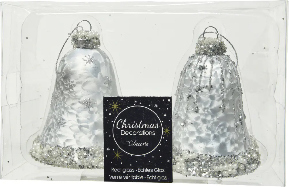 Kaemingk Weihnachtsbaumanhänger Glocke aus Glas sweiß