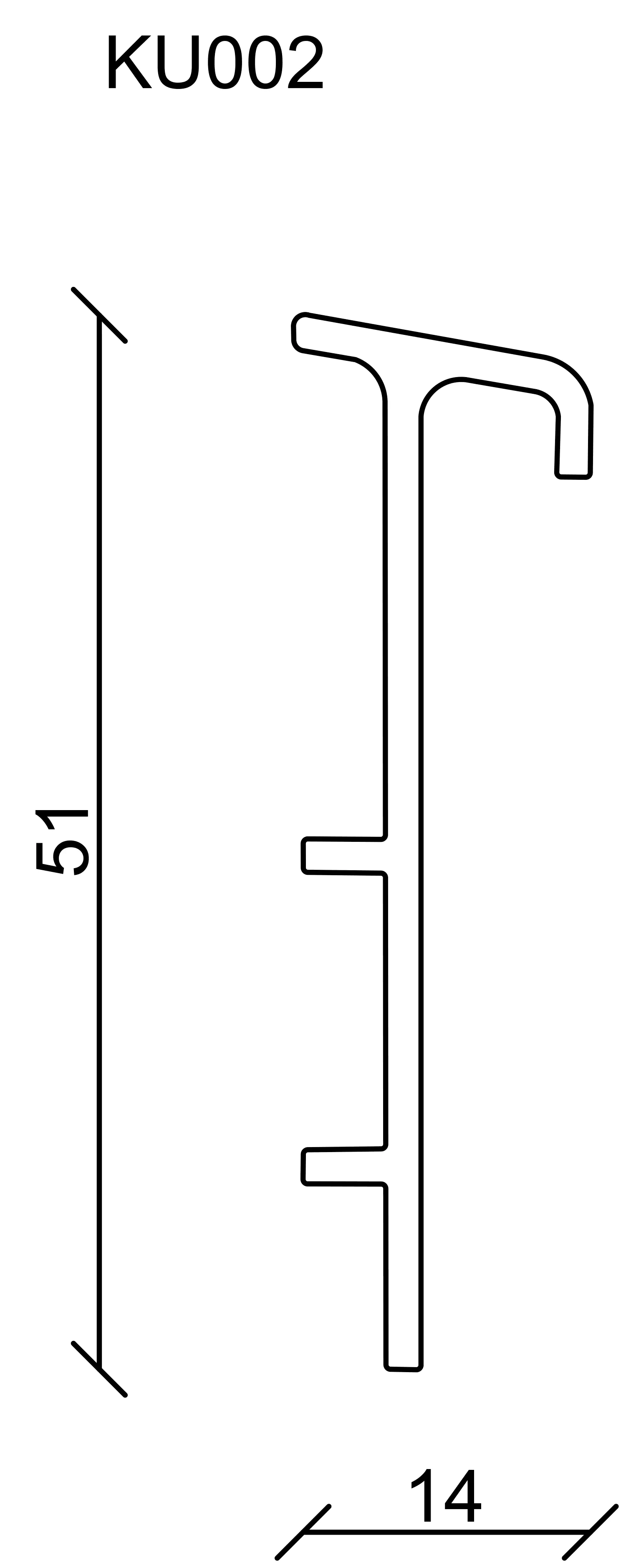 FN Neuhofer Teppicheinschubleiste 250 cm 51 x 14 mm Eiche bedruckt