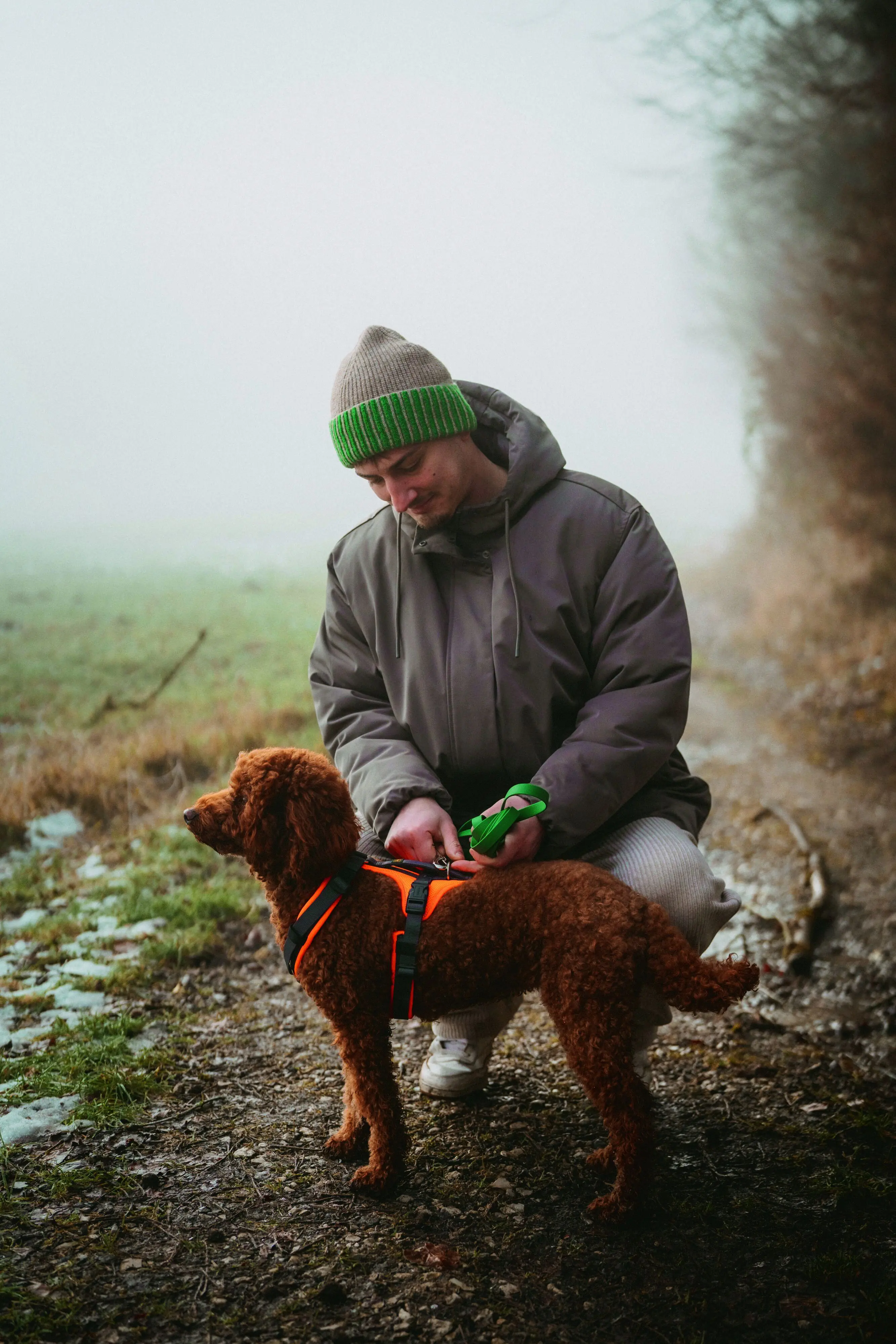 Hunter Hundegeschirr Maldon Up mit Griff L orange/grau