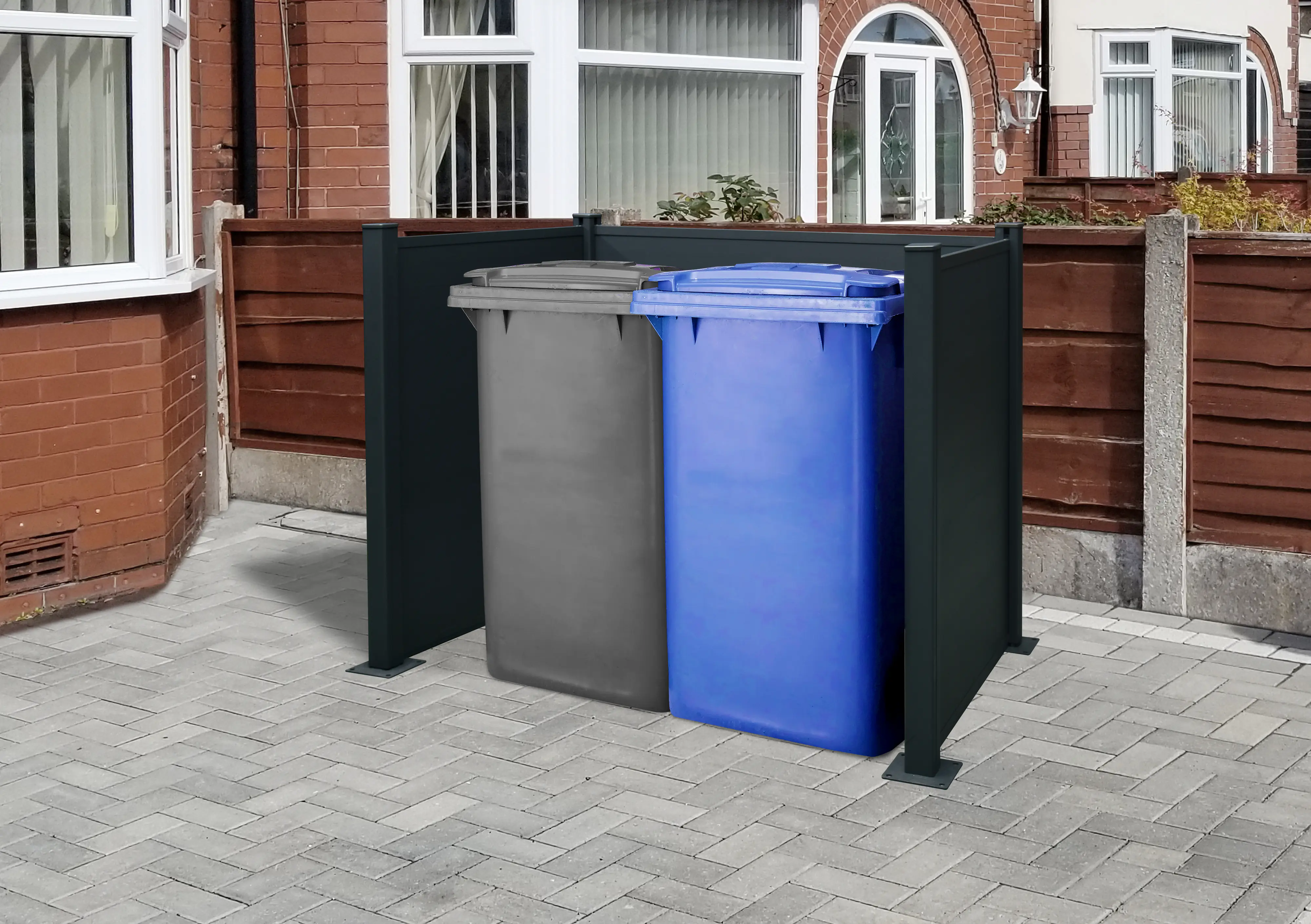 Floraworld Mülltonnenverkleidung Alumium mit Pfosten 122 x 150 cm anthrazit