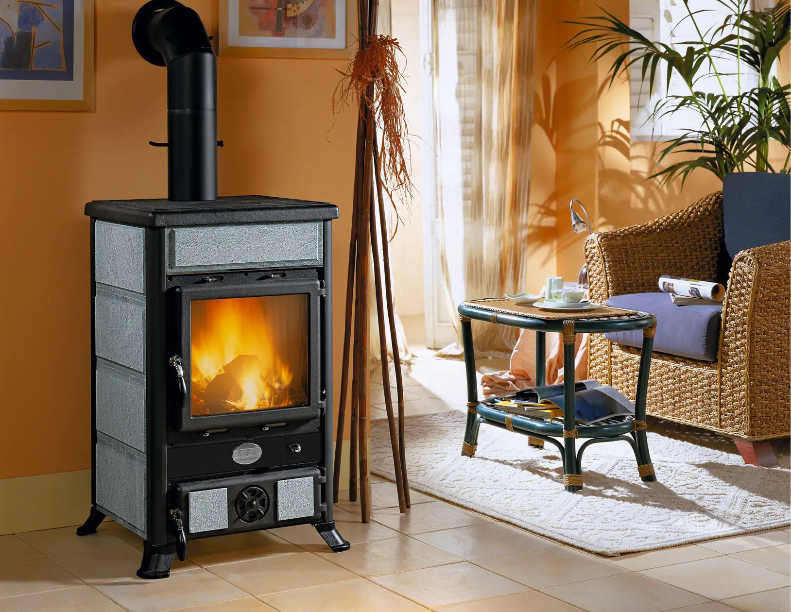 4017537370250 La Nordica Kaminofen ROSELLA R1 Stahl Naturstein Stahl/Naturstein, 8,8 kW