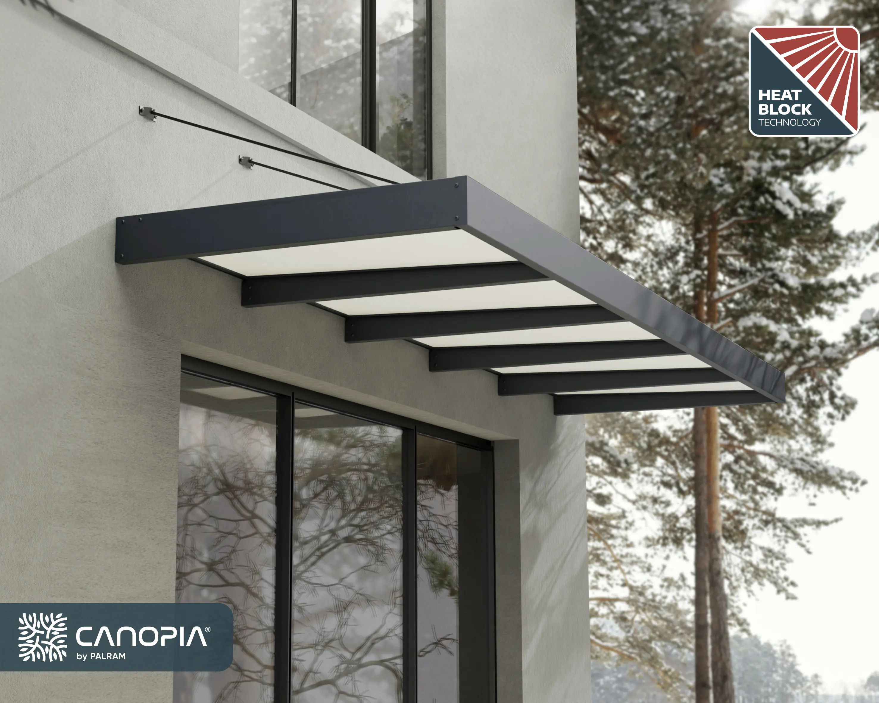 Canopia Vordach Sophia XL 5000 Grau Alu 471 x 140 cm