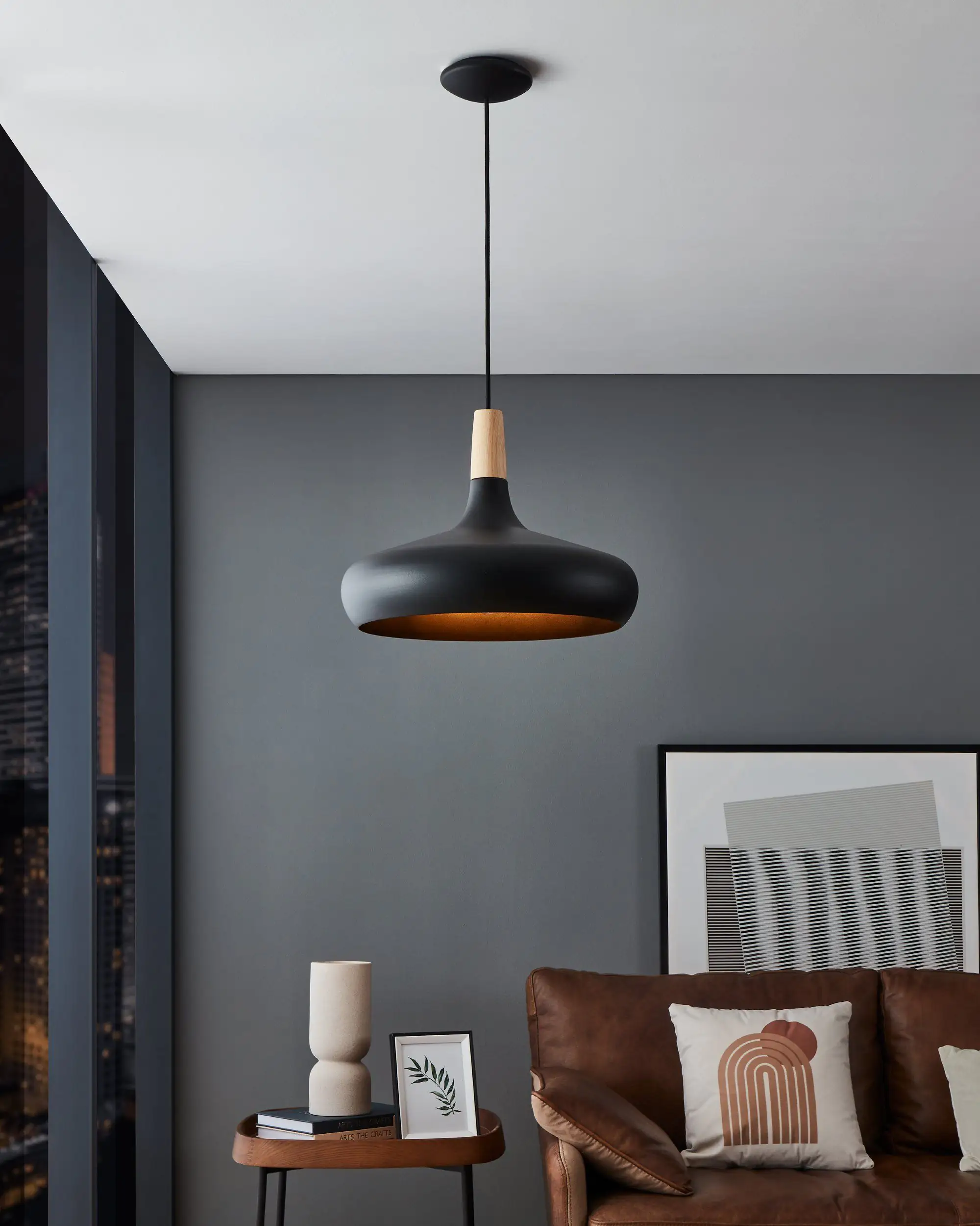 Eglo Pendelleuchte Sabinar schwarz braun 40 x 110 cm E27 Eglo Pendelleuchte Sabinar schwarz braun 40 x 110 cm E27