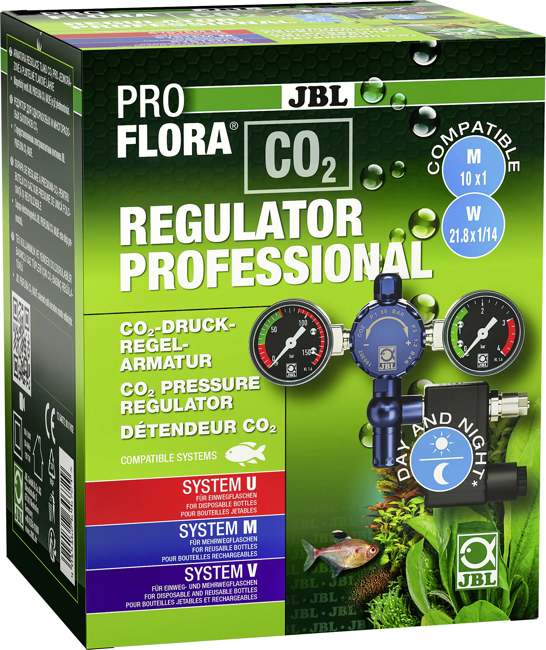 JBL Proflora Druckregler Professional + 2 Anzeigen & Magnetventil für CO2