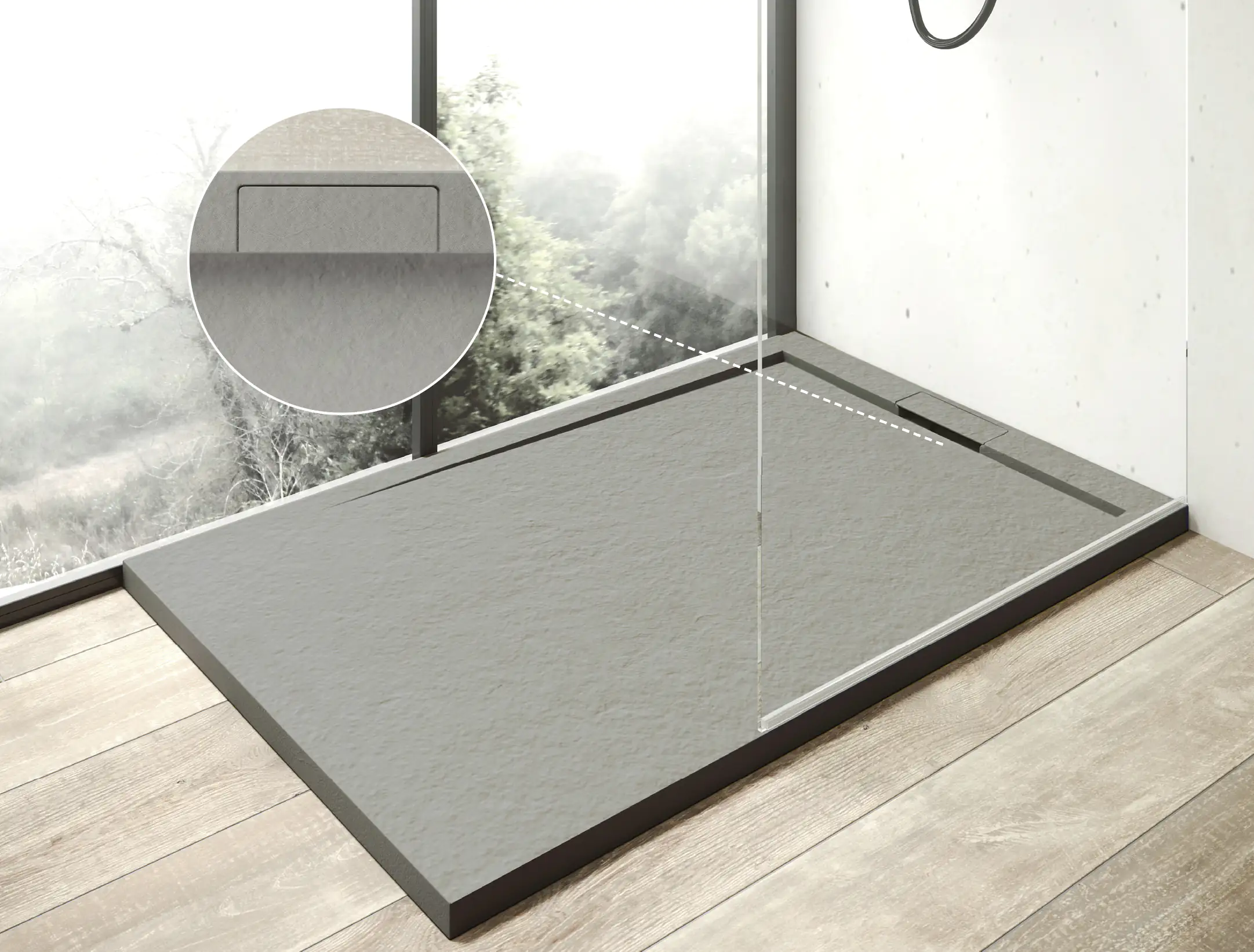 Mineralgussduschwanne Zona 120 x 90 cm, zementgrau, ohne Ablaufgarnitur, ohne Füsse