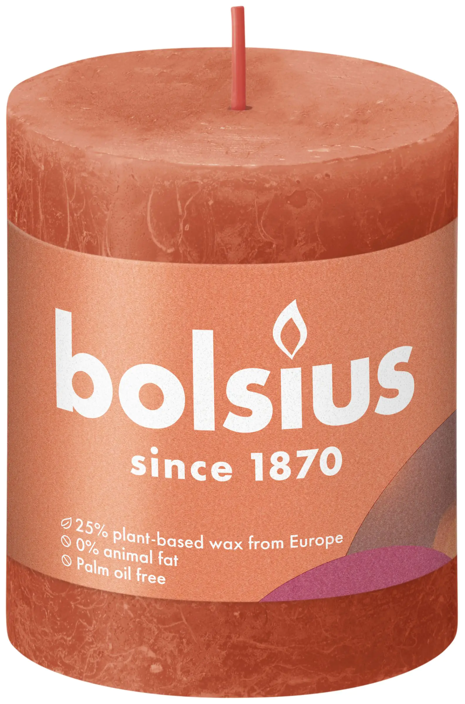 8717847146564 Bolsius Rustik Stumpenkerze herbstliches Orange, Höhe: 8 cm , Ø 6,8 cm