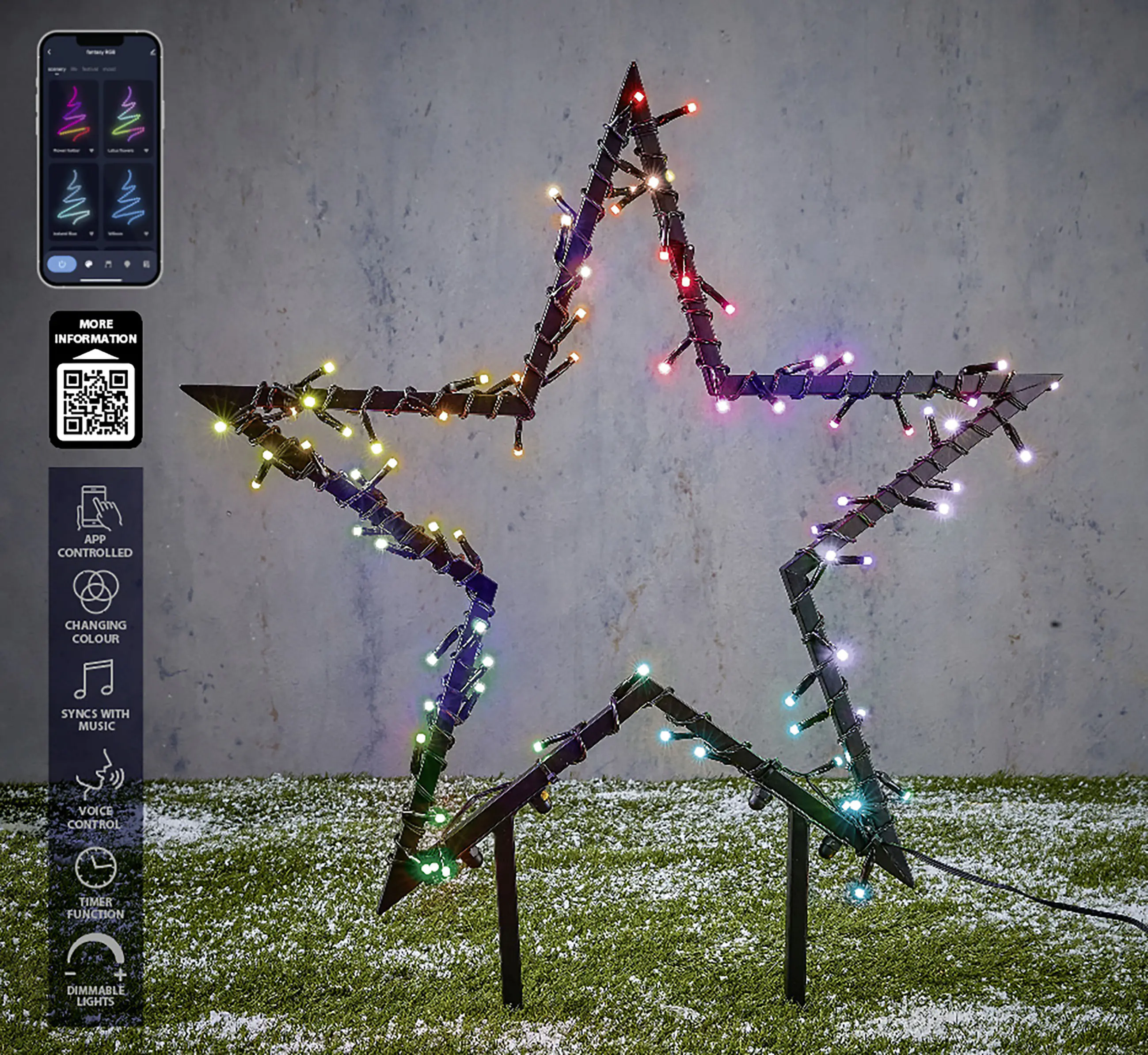 Luca Lighting LED Gartenstecker Stern Eisen Ø 60 x 73 cm schwarz