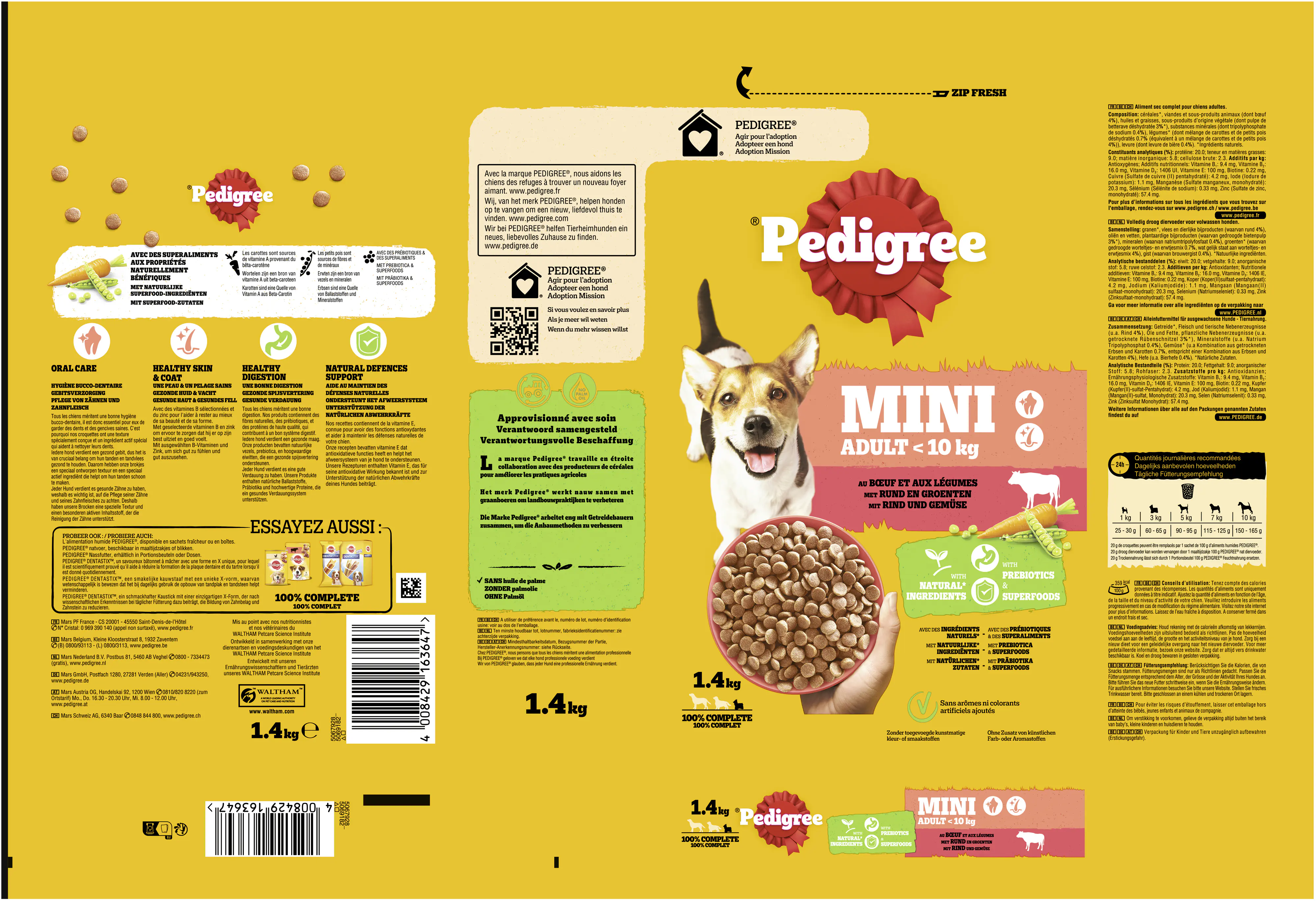 Pedigree Hundetrockenfutter Adult XL 1,4 kg Geflügel & Gemüse