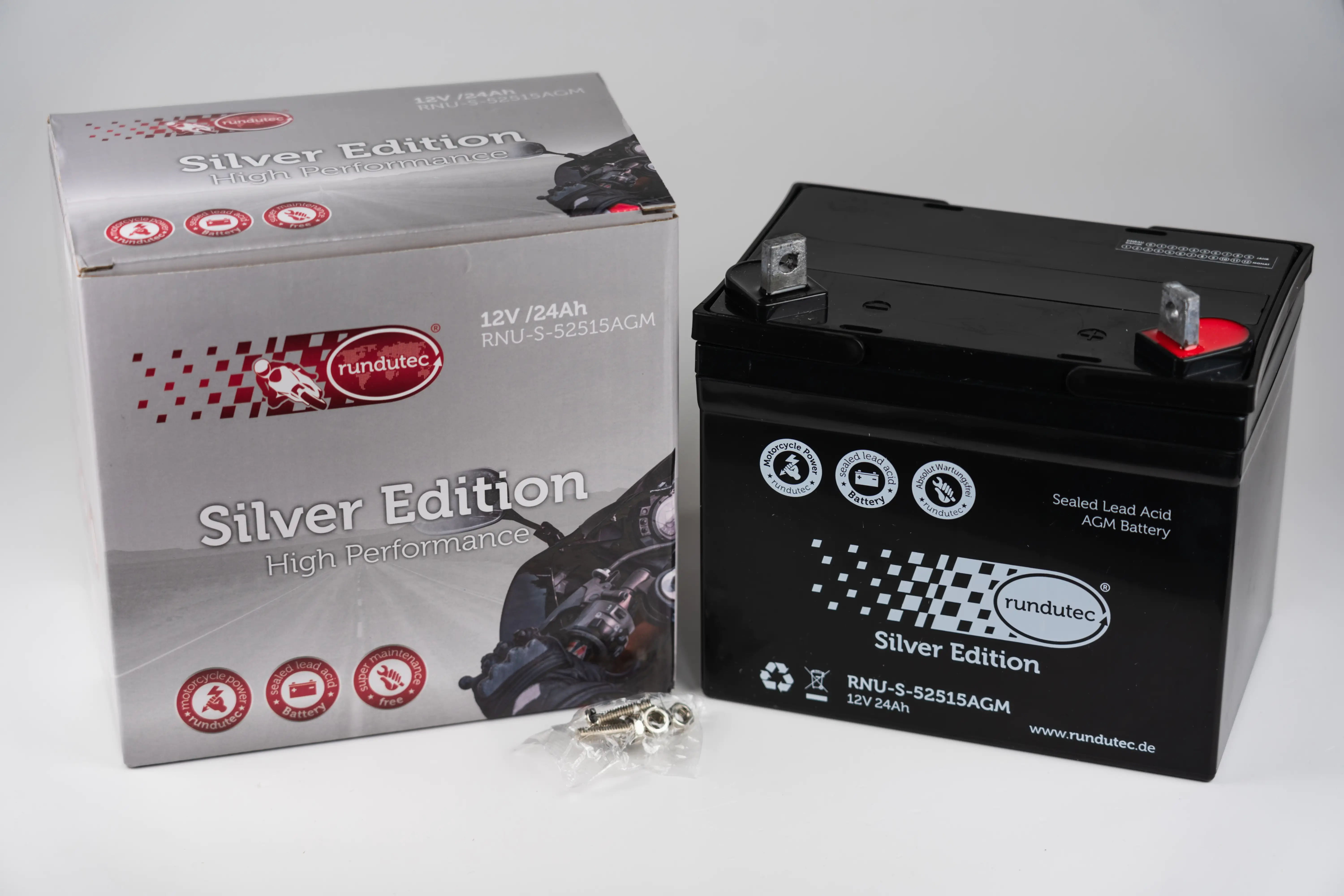 rundutec Motorradbatterie S-52515AGM Silver Edition 12V 24Ah