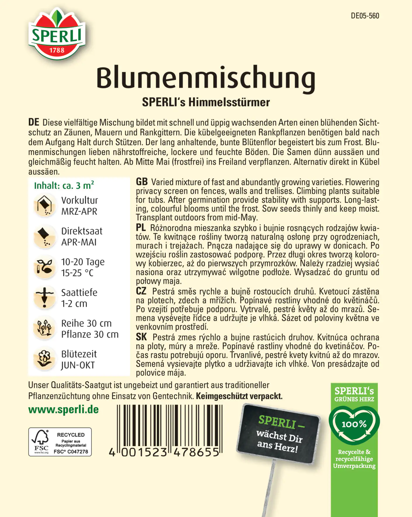 Sperli Blumenmischung SPERLI's Himmelsstürmer