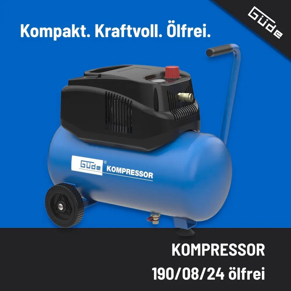 Güde Kompressor 190/08/24 8 bar 24 l 190 l/min 1,2 KW ölfrei