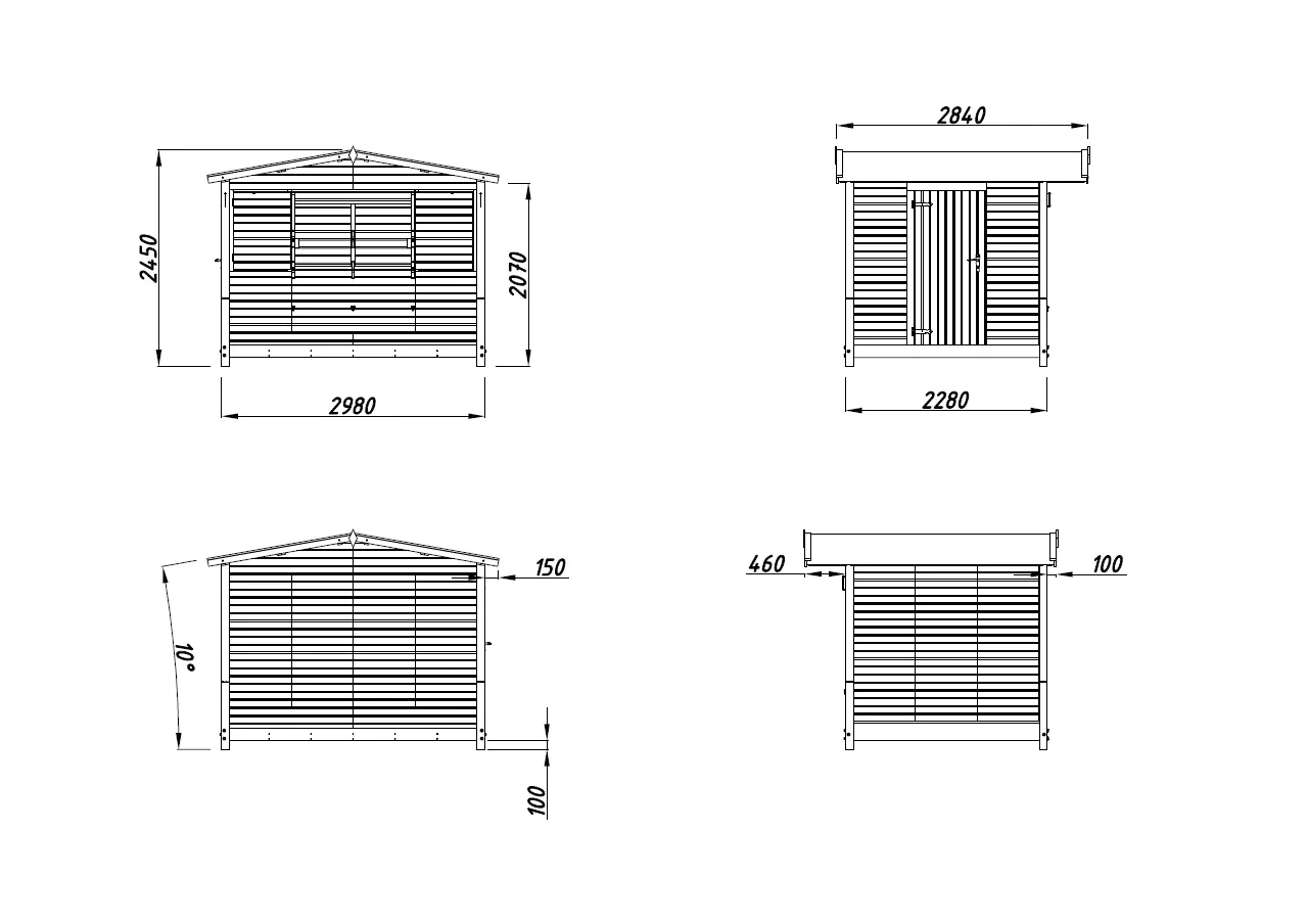 Palmako Kiosk Marian 298 x 228 cm naturbelassen faltbar