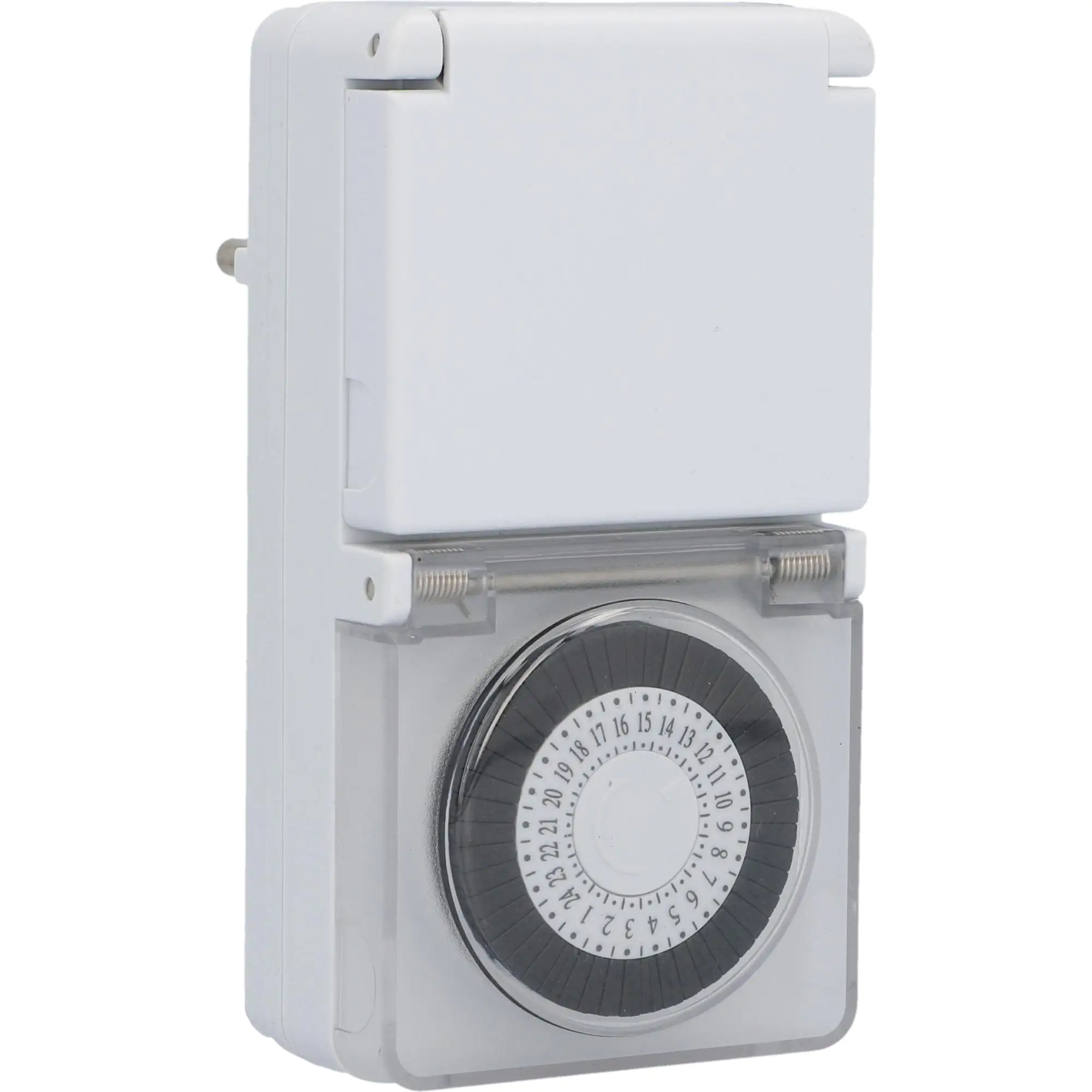 Tageszeitschaltuhr analog, mini, für außen, IP44, weiß