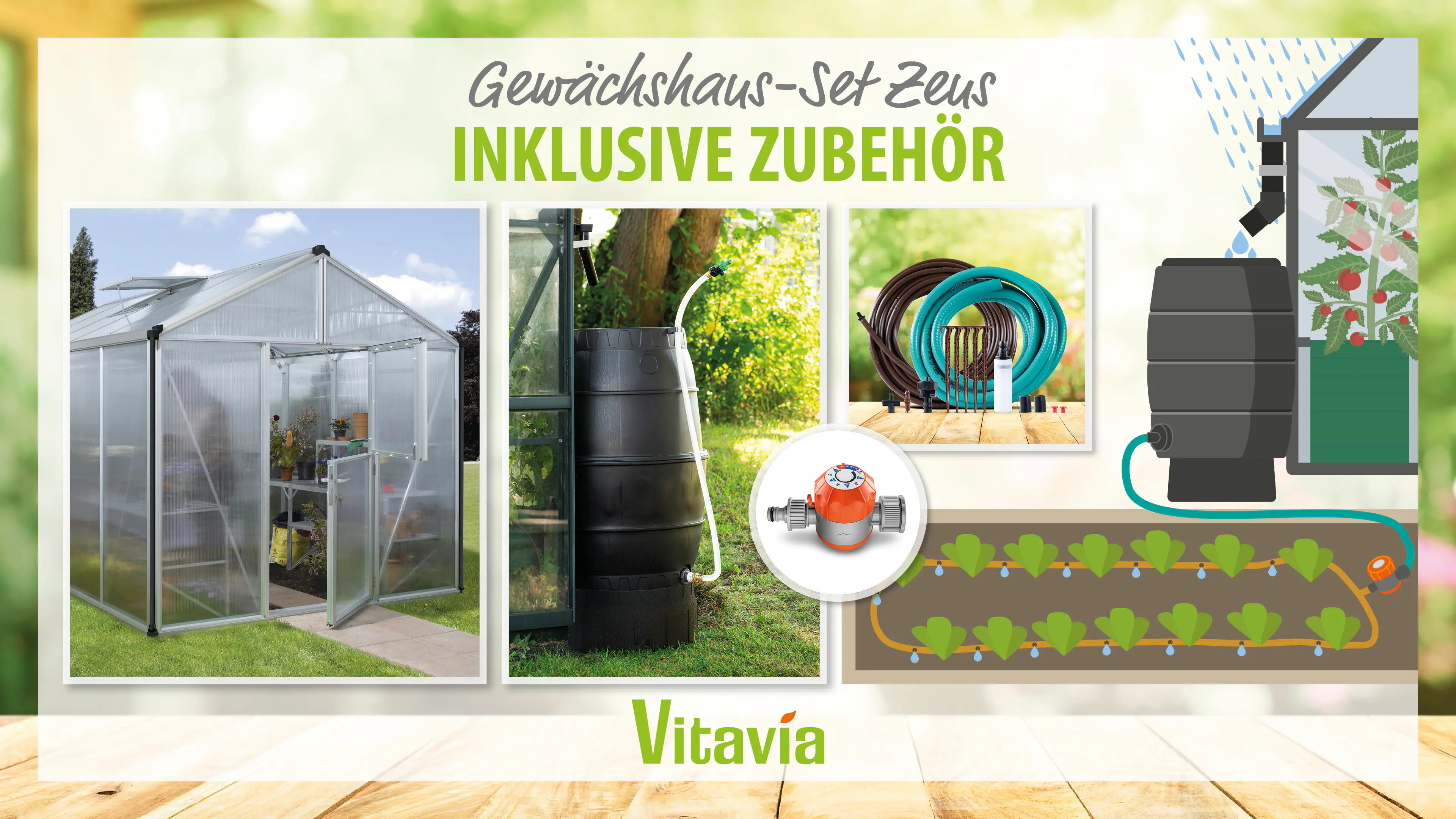 Vitavia Gewächshaus-Set Zeus 10000 HKP 16 mm alu 266 x 398 cm 